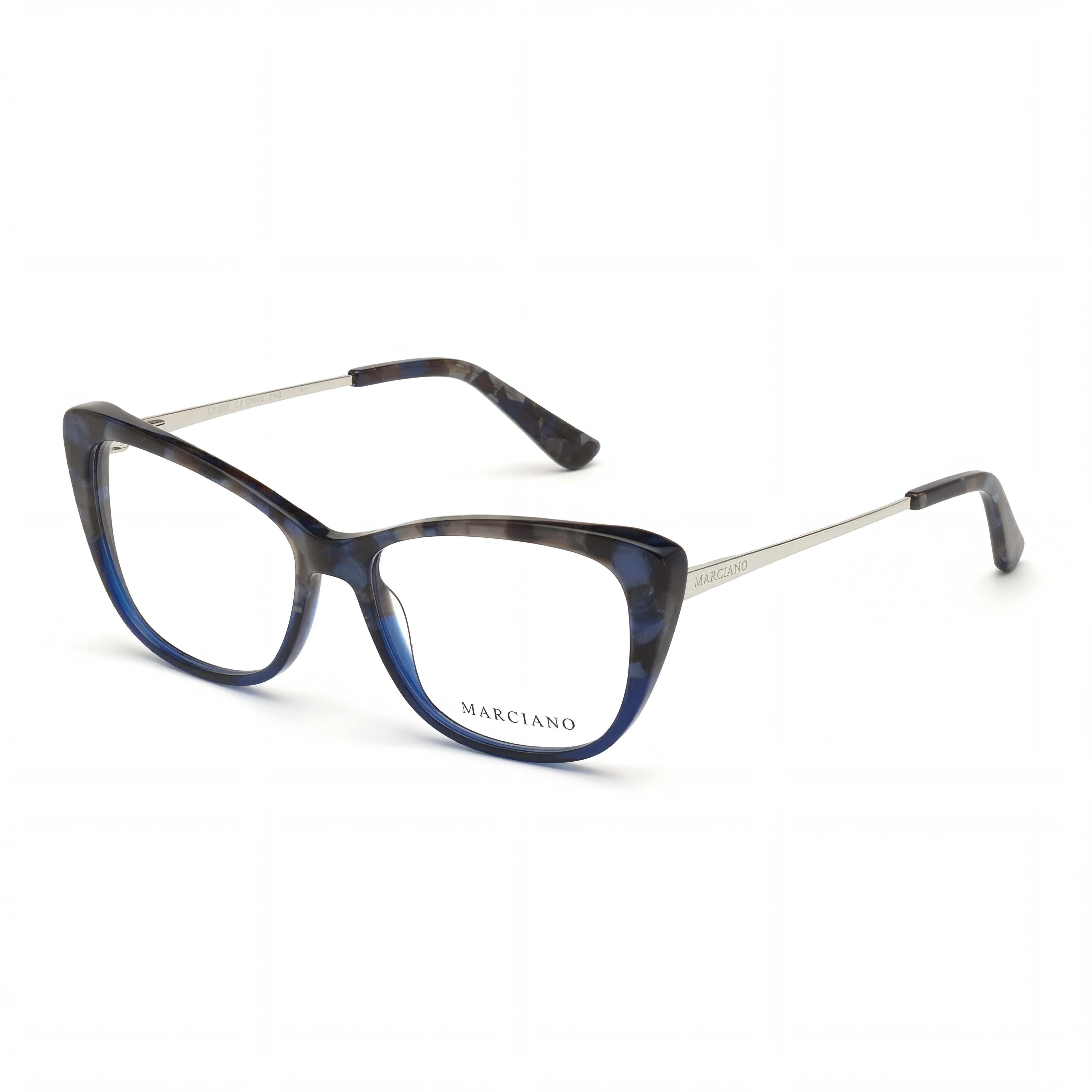 Guess by Marciano Gm0352 Women's Eyewear with Marbled Blue Plastic Frame and Clear Lenses 54mm, Photo 1
