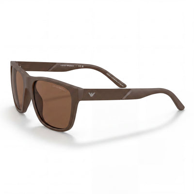 Gafas de sol Emporio Armani Ea4243 para mujer, montura de plástico marrón mate, lentes de plástico marrón oscuro, 56 mm