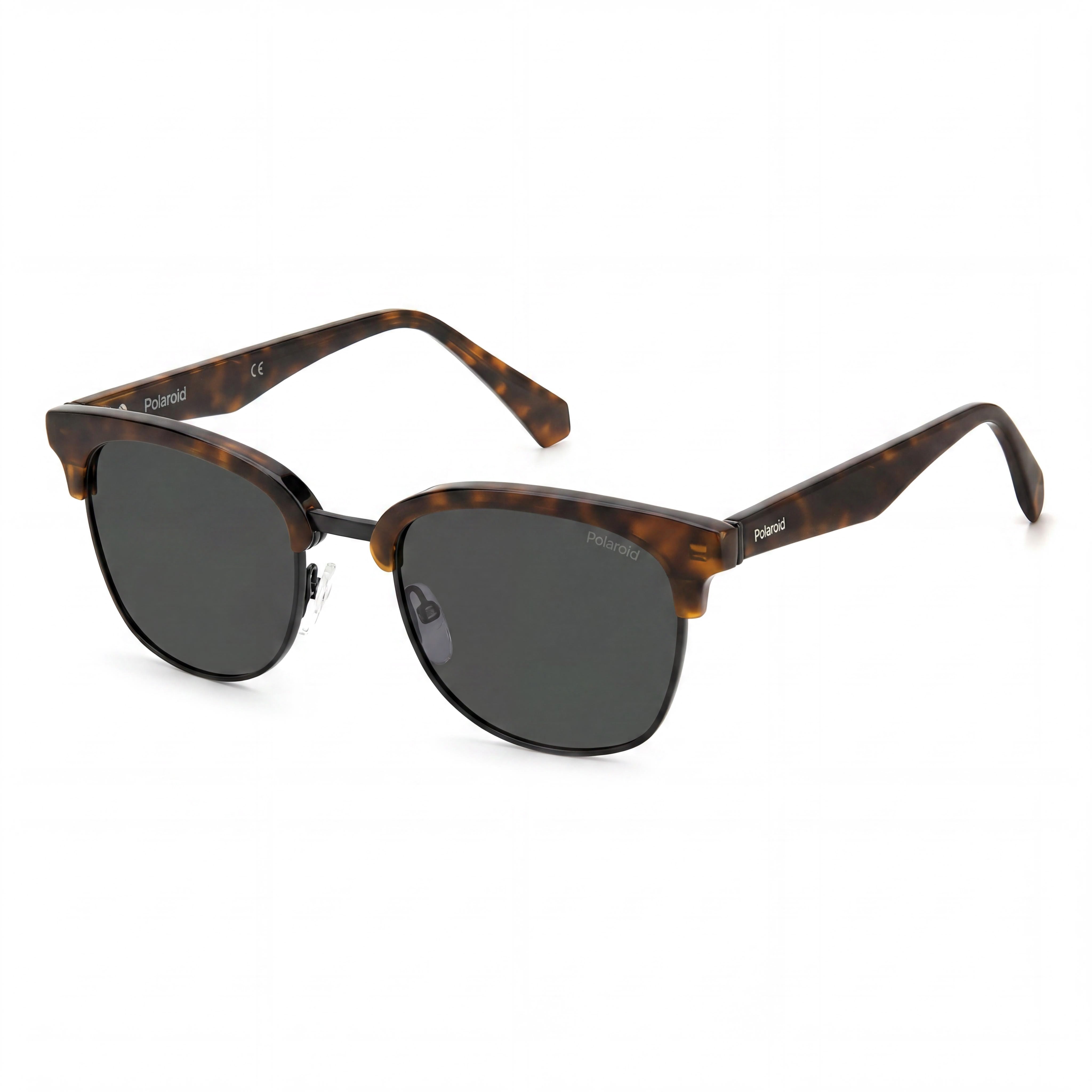 Gafas de sol unisex Polaroid PLD 2114/S/X cuadradas de acero inoxidable color negro habano con protección UV de 53 mm, Photo 1