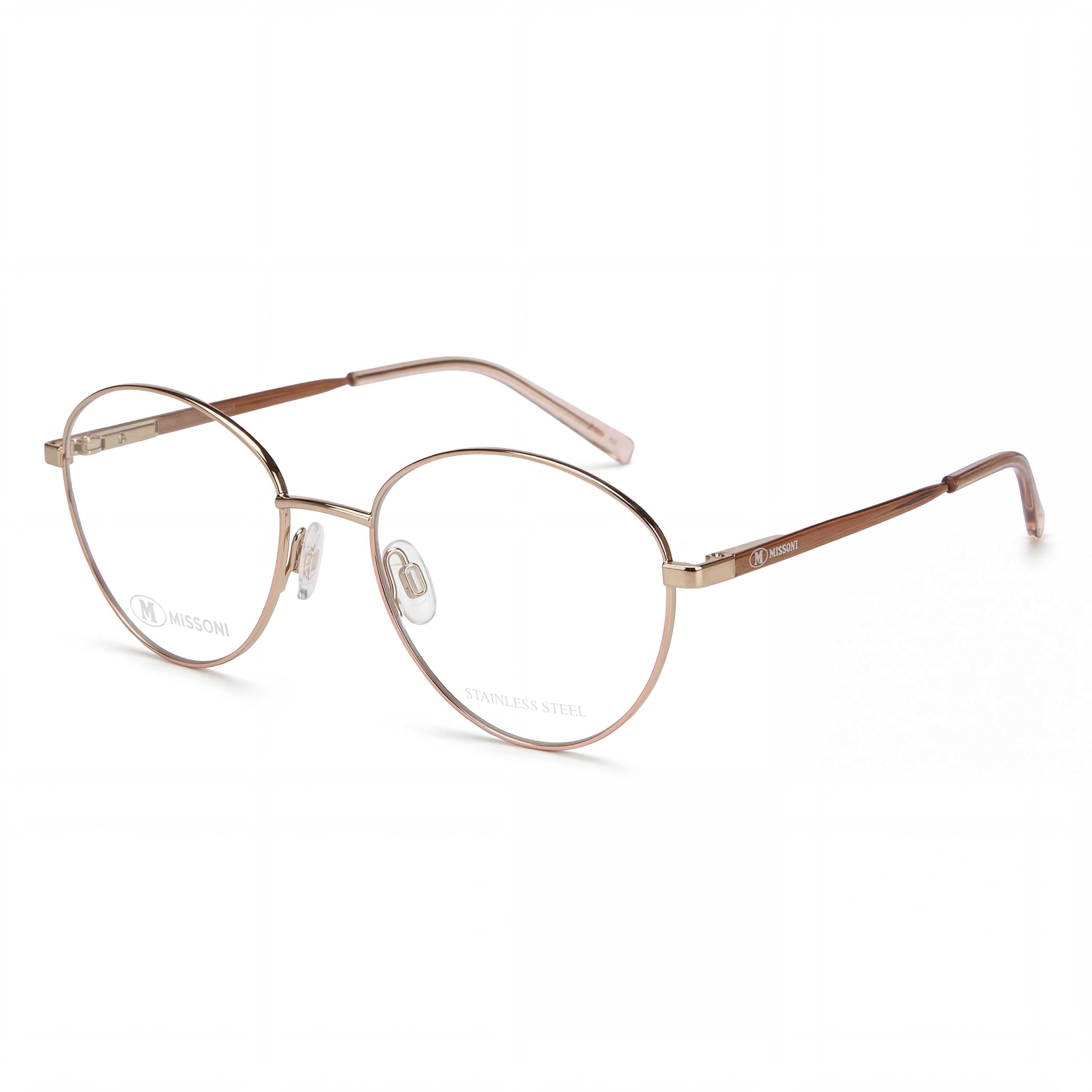 M Missoni Luxury Elegant Women's Pink Gold Alloy Steel Frame Cateye Eyeglasses with Polycarbonate Lenses 53-18-140, Photo 1