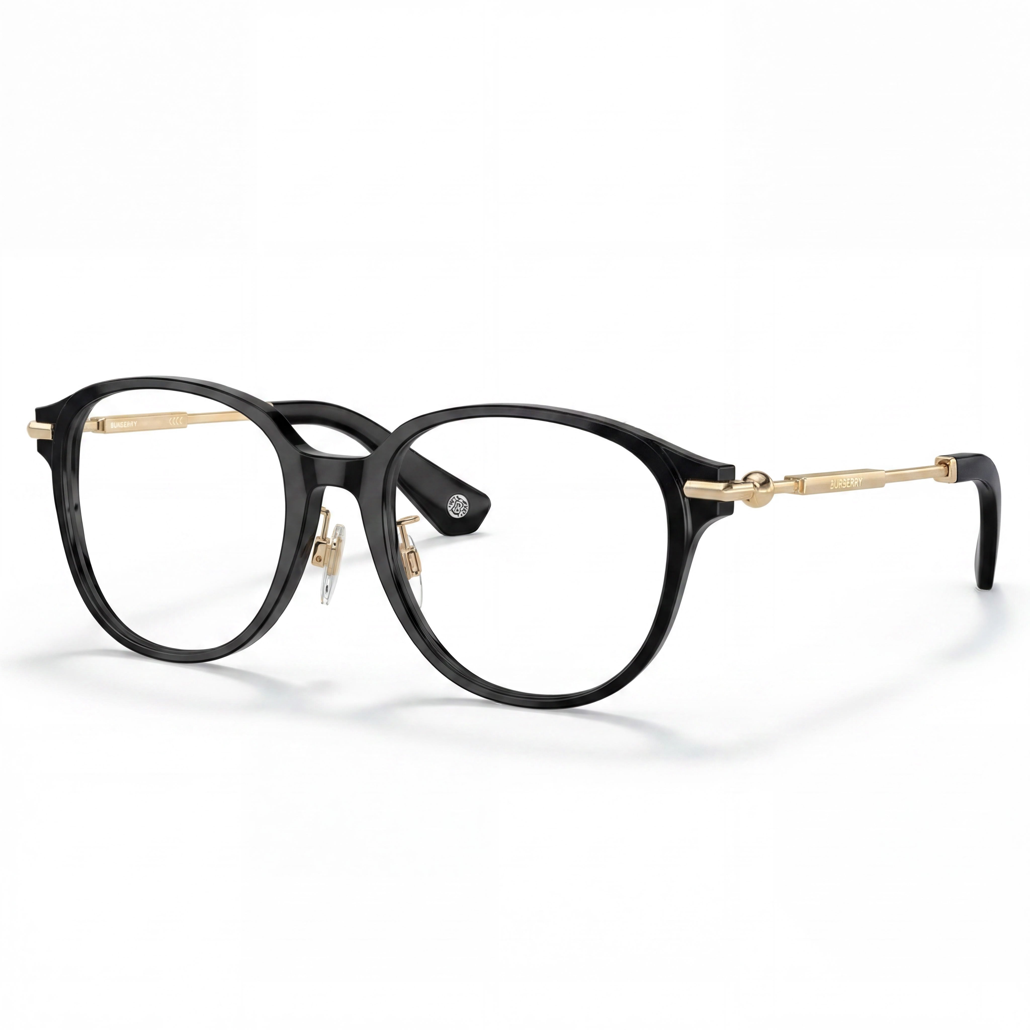 BURBERRY Be 2412d Men’s Eyewear featuring Black Acetate Frame and Clear Polycarbonate Lenses, Size 52mm, Photo 1