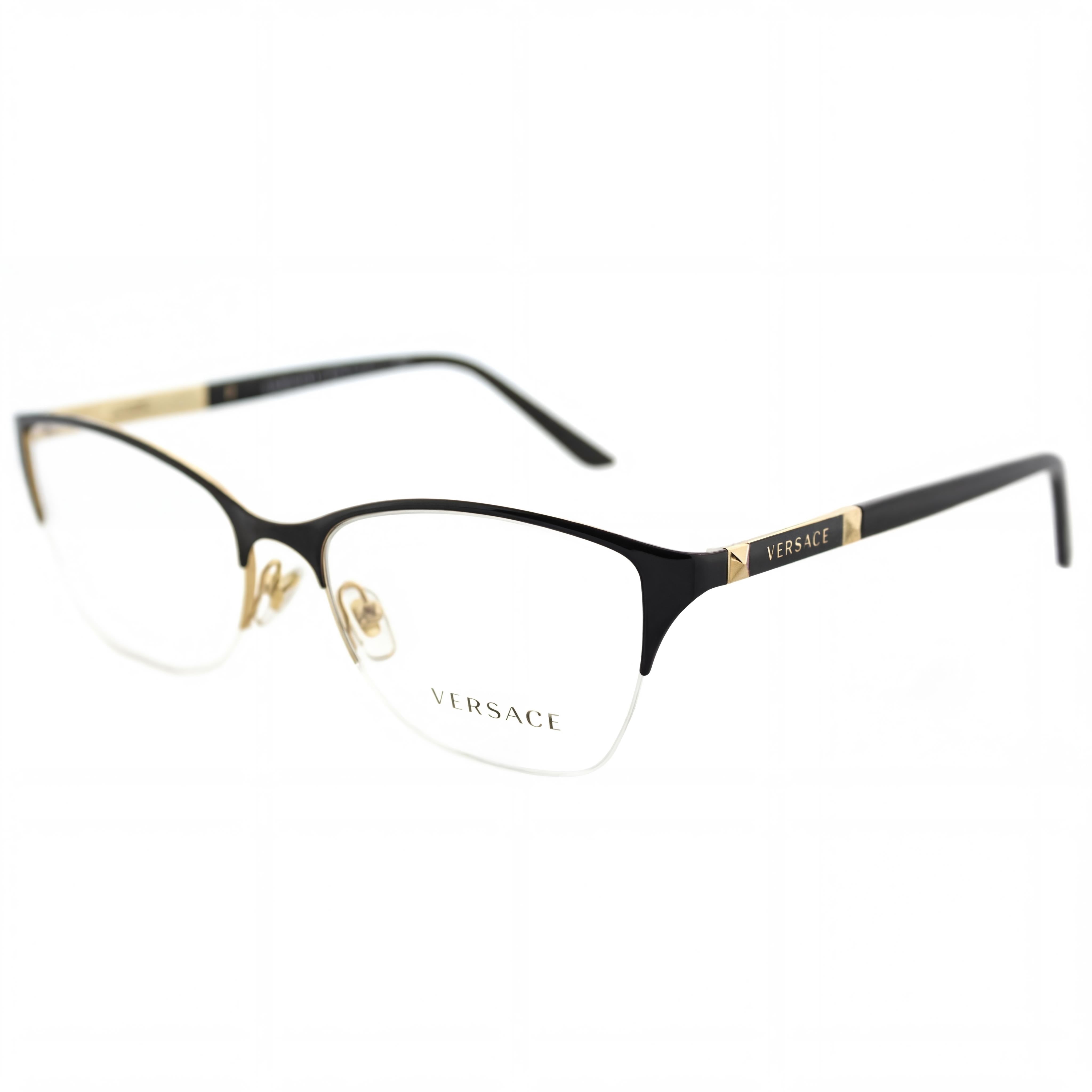 Versace Women's Ve 1218 Black Gold Rubber Oval Heart Optical Frames with Clear Lenses, 53-17-140, Photo 1