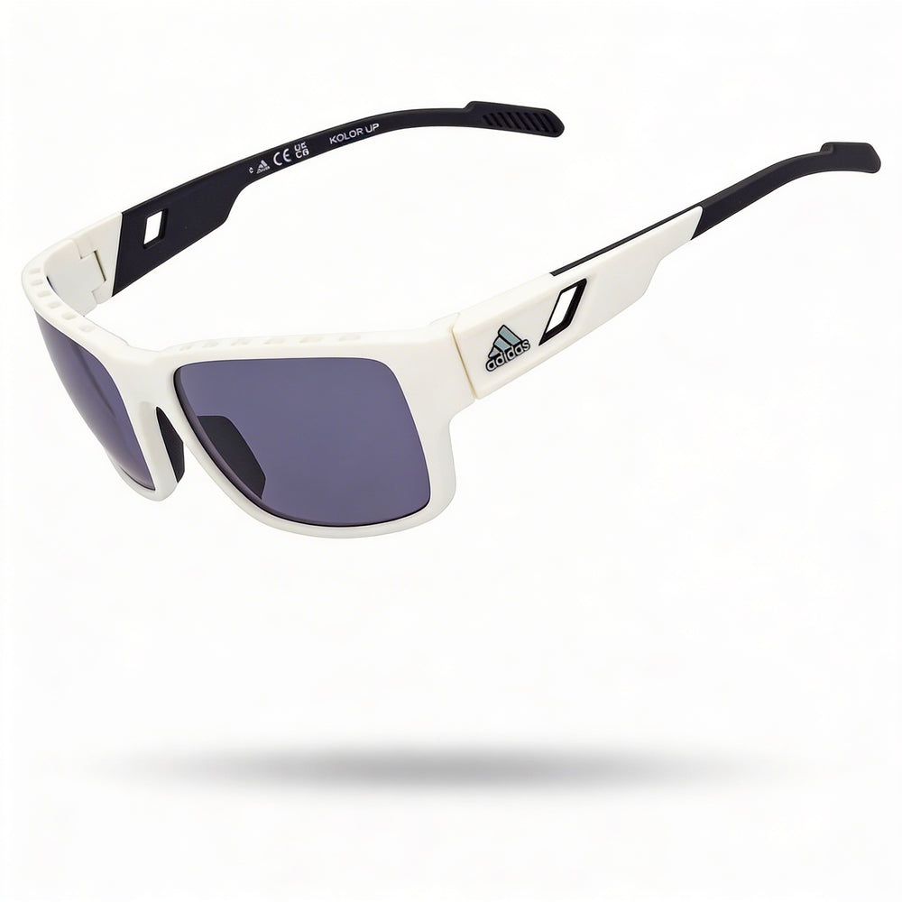 Gafas de sol adidas Sp0069 para hombre con montura inyectada, montura blanca ahumada y lentes ahumadas, 61 mm
