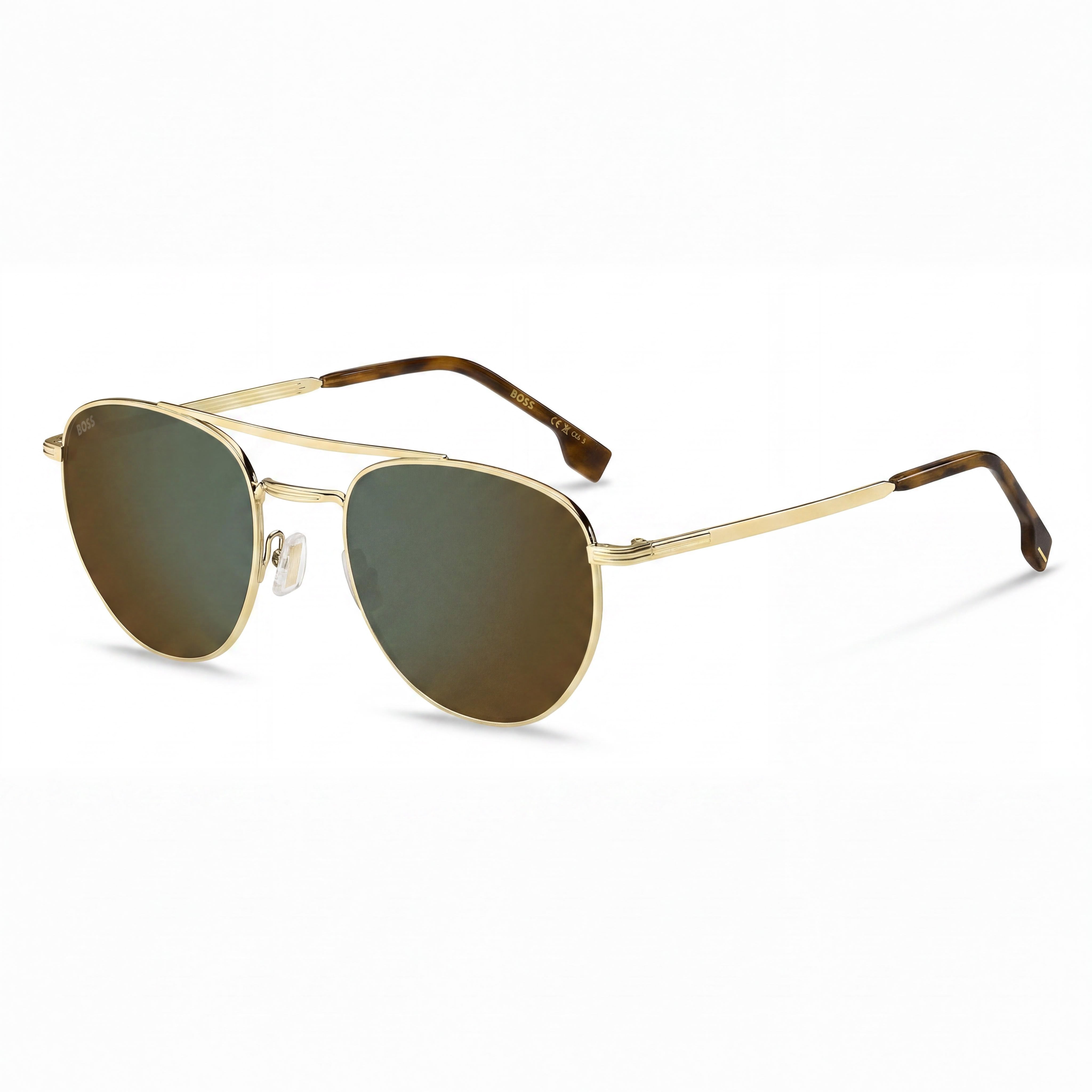 Gafas de sol Hugo Boss modernas de acero inoxidable negro dorado para mujer con lentes verdes, 100 % protección UV, 53 mm, Photo 1