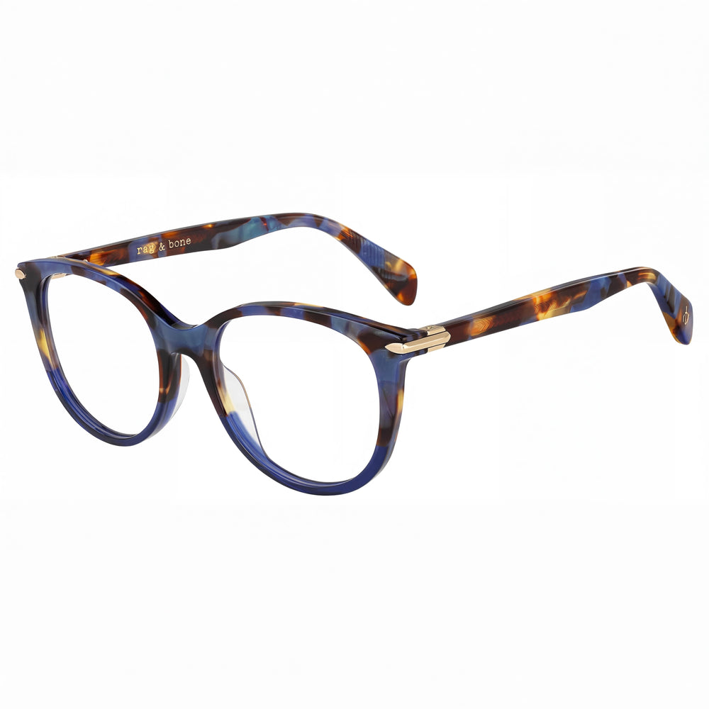 Gafas Rag & Bone Rnb 3023 para mujer, montura de acetato color azul Habana con lentes de 51 mm de ancho