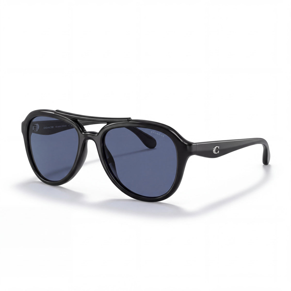 Coach Hc8406u Women's Aviator Black Blue Plastic Frame Blue Lenses 55mm Universal Fit UV Protection, Photo 1