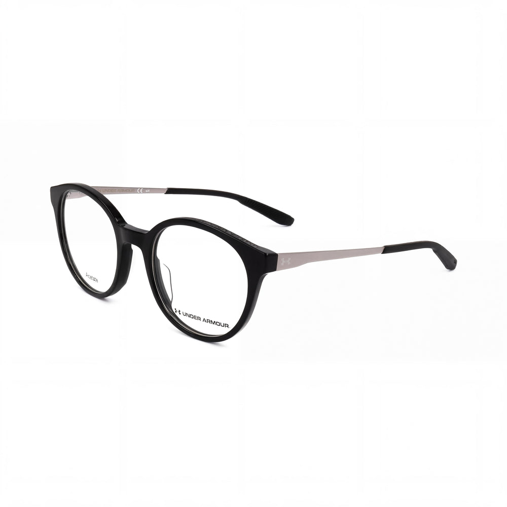Gafas unisex modernas Under Armour con montura de acetato negro y lentes negras no polarizadas de 50 mm de ancho.