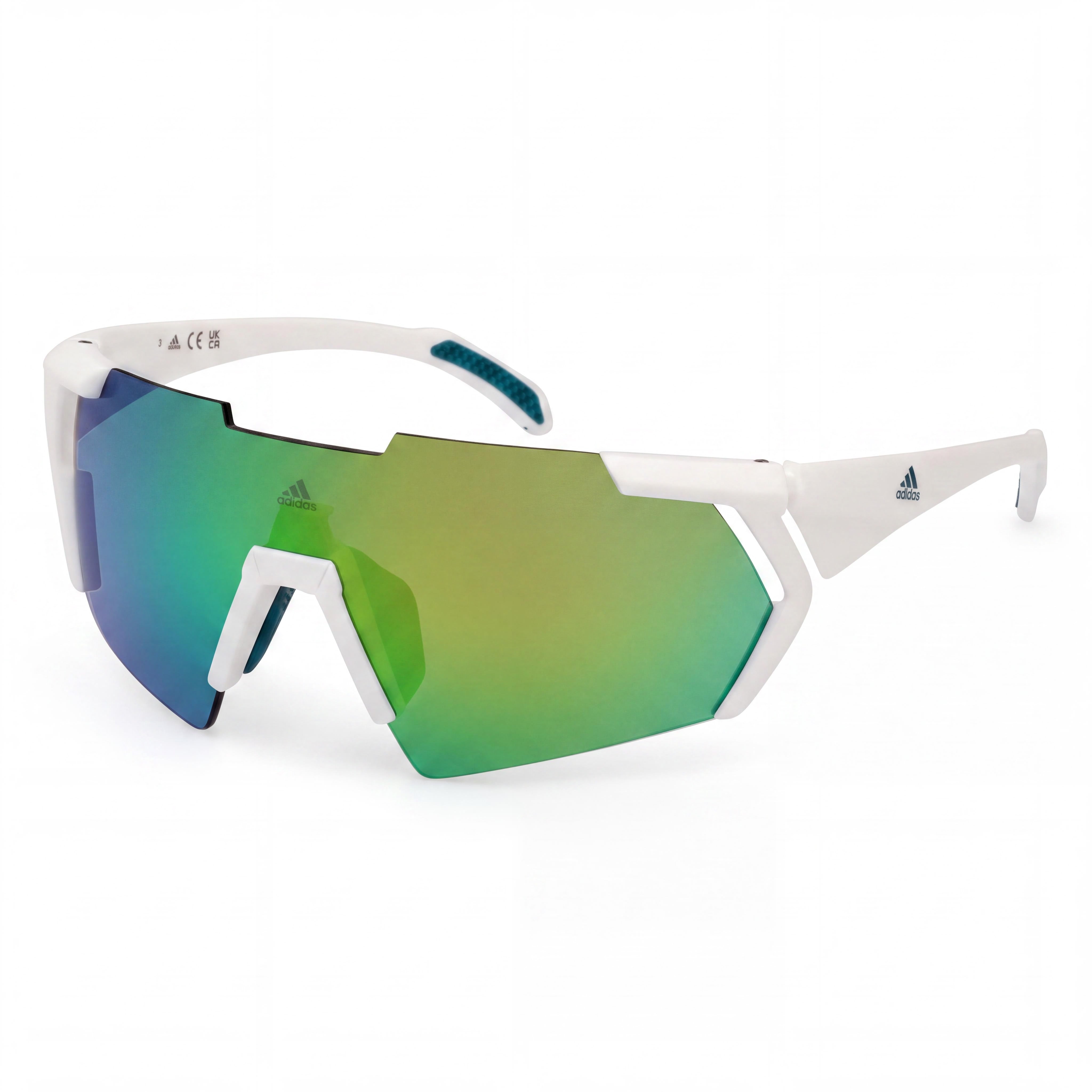adidas SP0064 Modern Men's White Injected Frame Green UV Protected Lenses 140mm Sunglasses, Photo 1