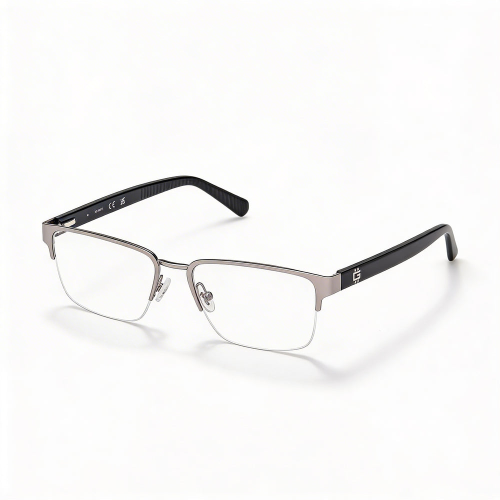 GUESS Gu50326 Men's Metal Eyeglasses with Demo Lenses - Matte Light Ruthenium Shiny Black 53mm