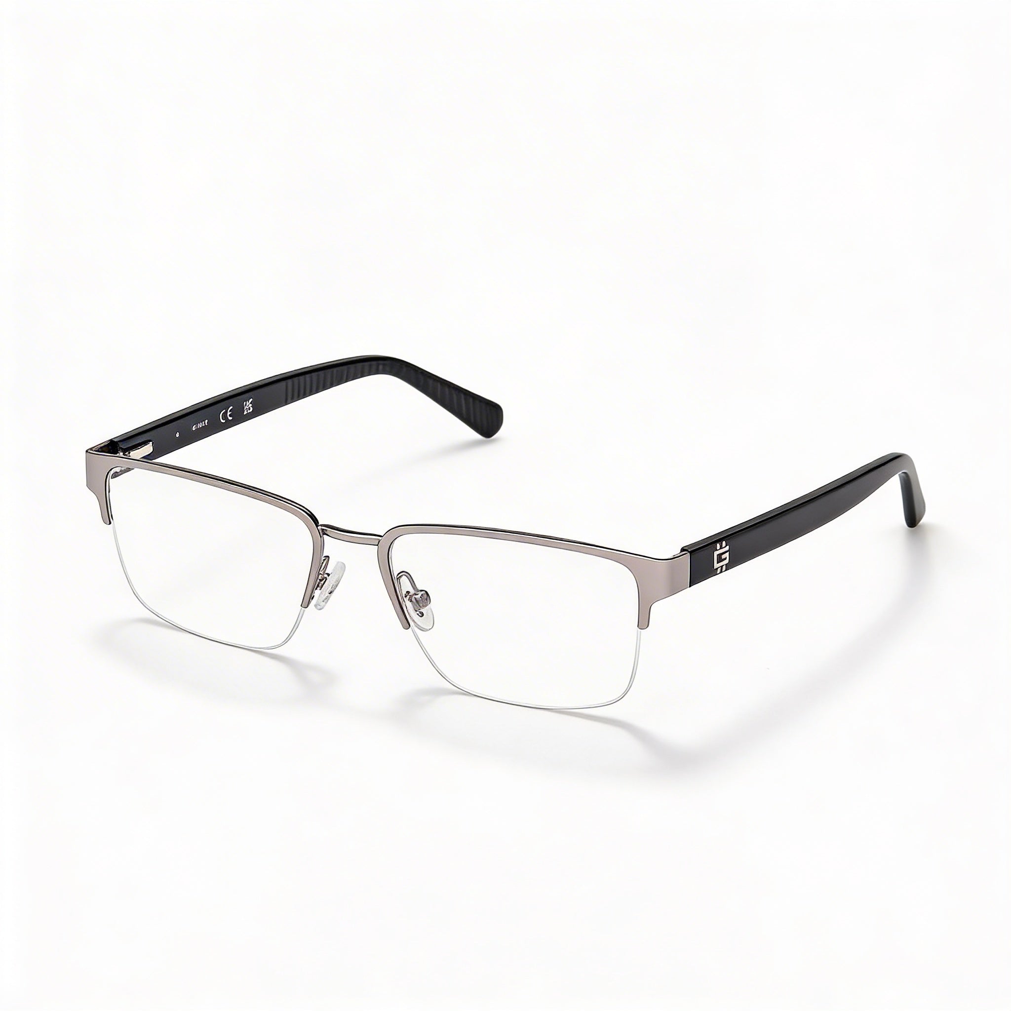 GUESS Gu50326 Gafas de metal para hombre con lentes de demostración - Rutenio claro mate negro brillante 53 mm, Photo 1