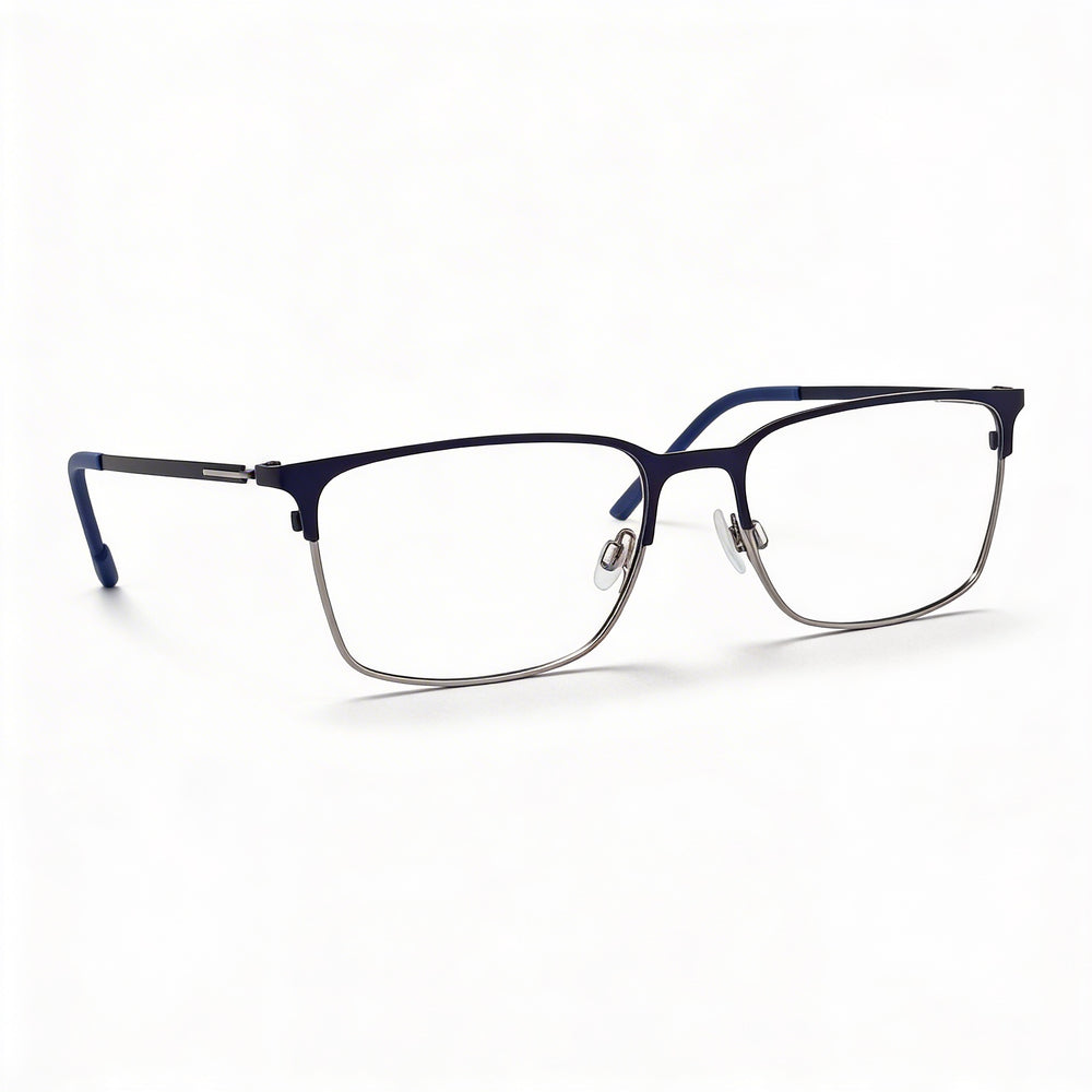 Flexon E1147 Unisex Eyeglasses with Acetate Frame, Presented in a Matte Navy Gunmetal Color, 55mm Lens Width