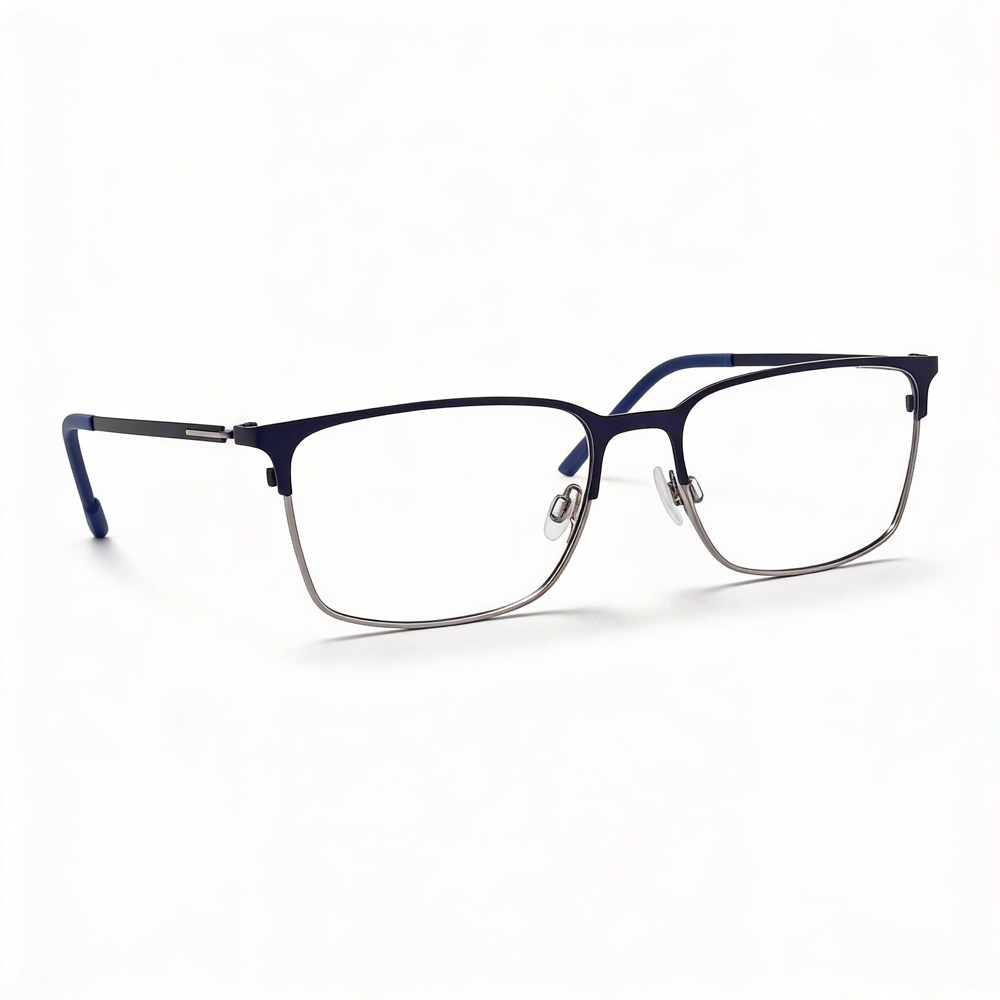 Flexon E1147 Unisex Eyeglasses with Acetate Frame, Presented in a Matte Navy Gunmetal Color, 55mm Lens Width, Photo 1