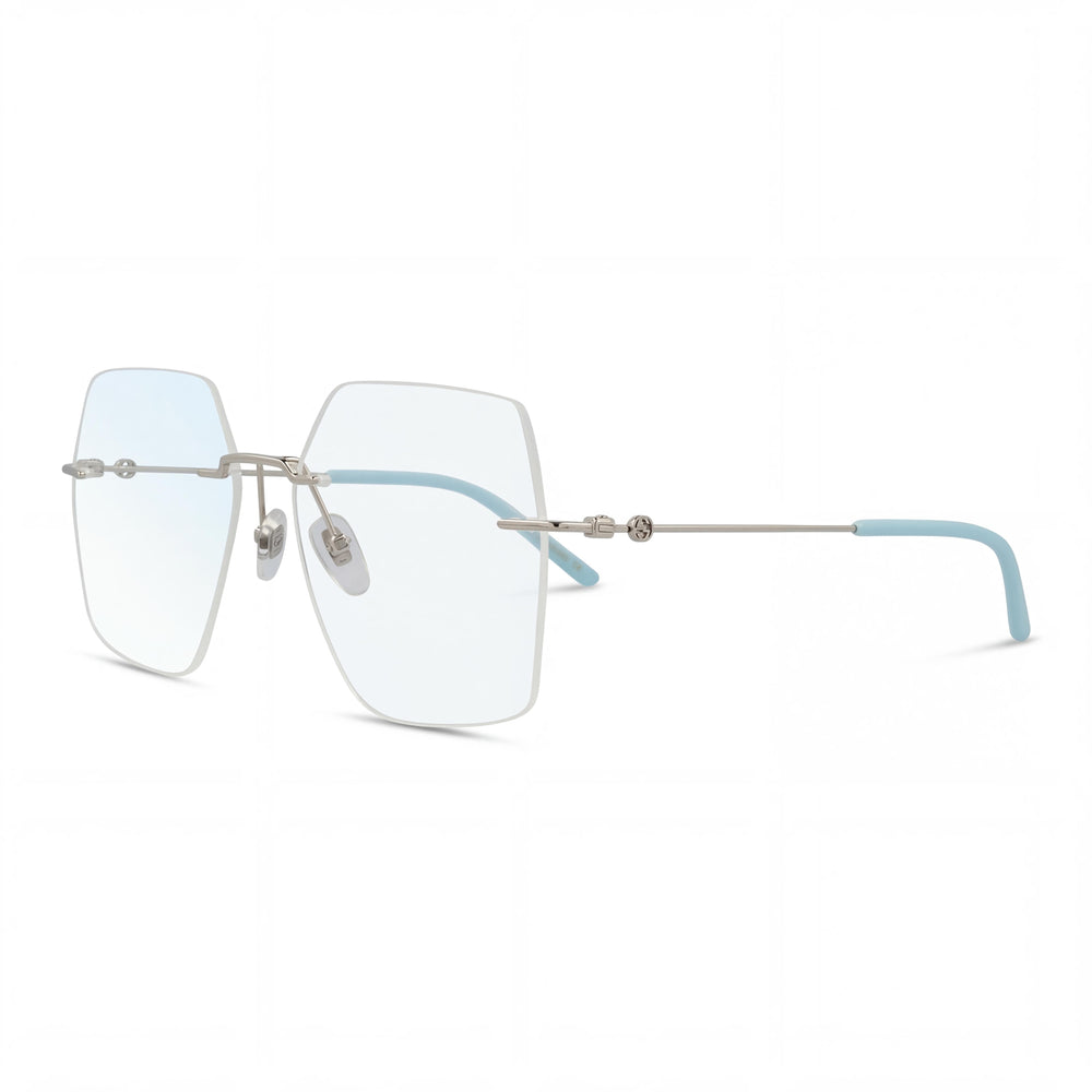 Gucci Women's Square/Rectangle Metal Frame Eyeglasses Silver Transparent 55mm
