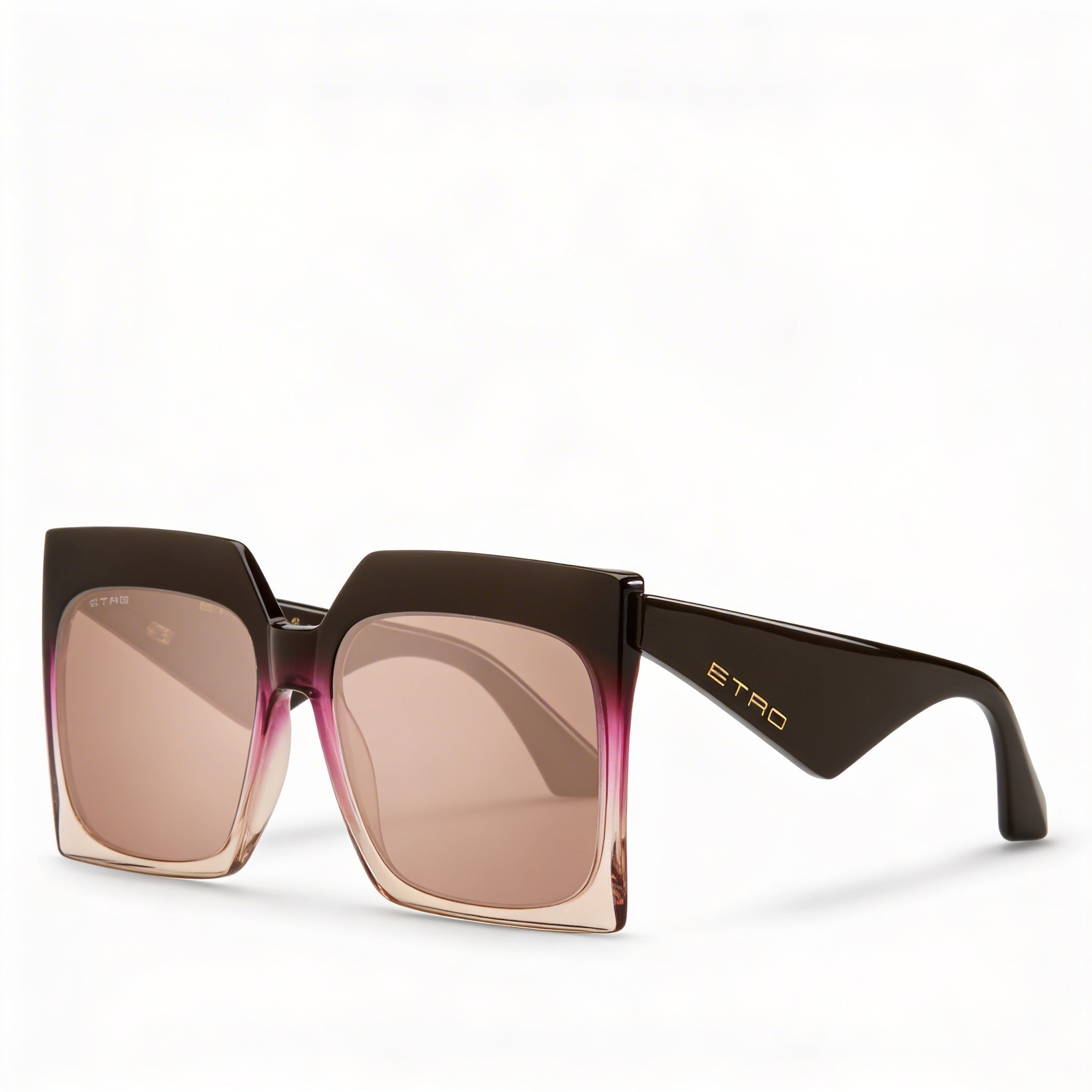Gafas de sol informales Etro para mujer, de acetato, en marrón y fucsia, no polarizadas, con lentes de color plateado y rosa de 60 mm, Photo 1
