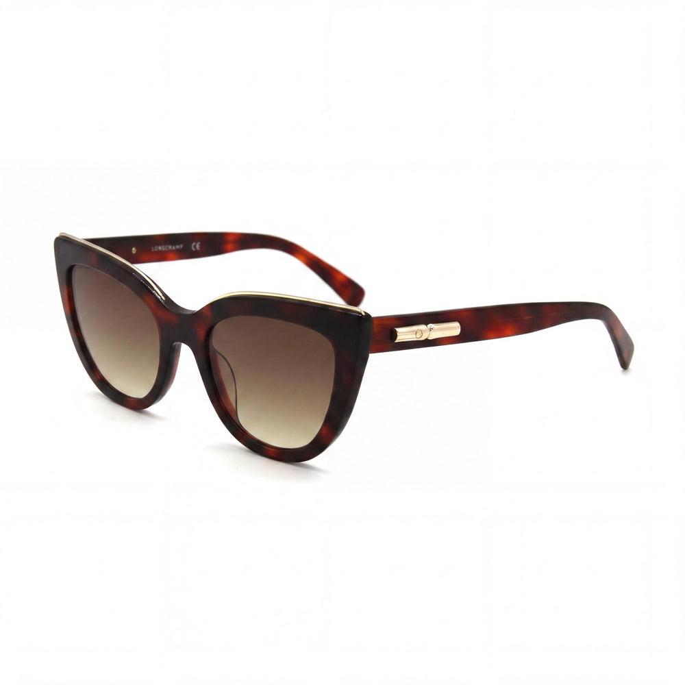 Gafas de sol Longchamp Casual LO686S para mujer, montura de plástico rojo Habana, lentes ZYL marrones, protección UV, 51 mm