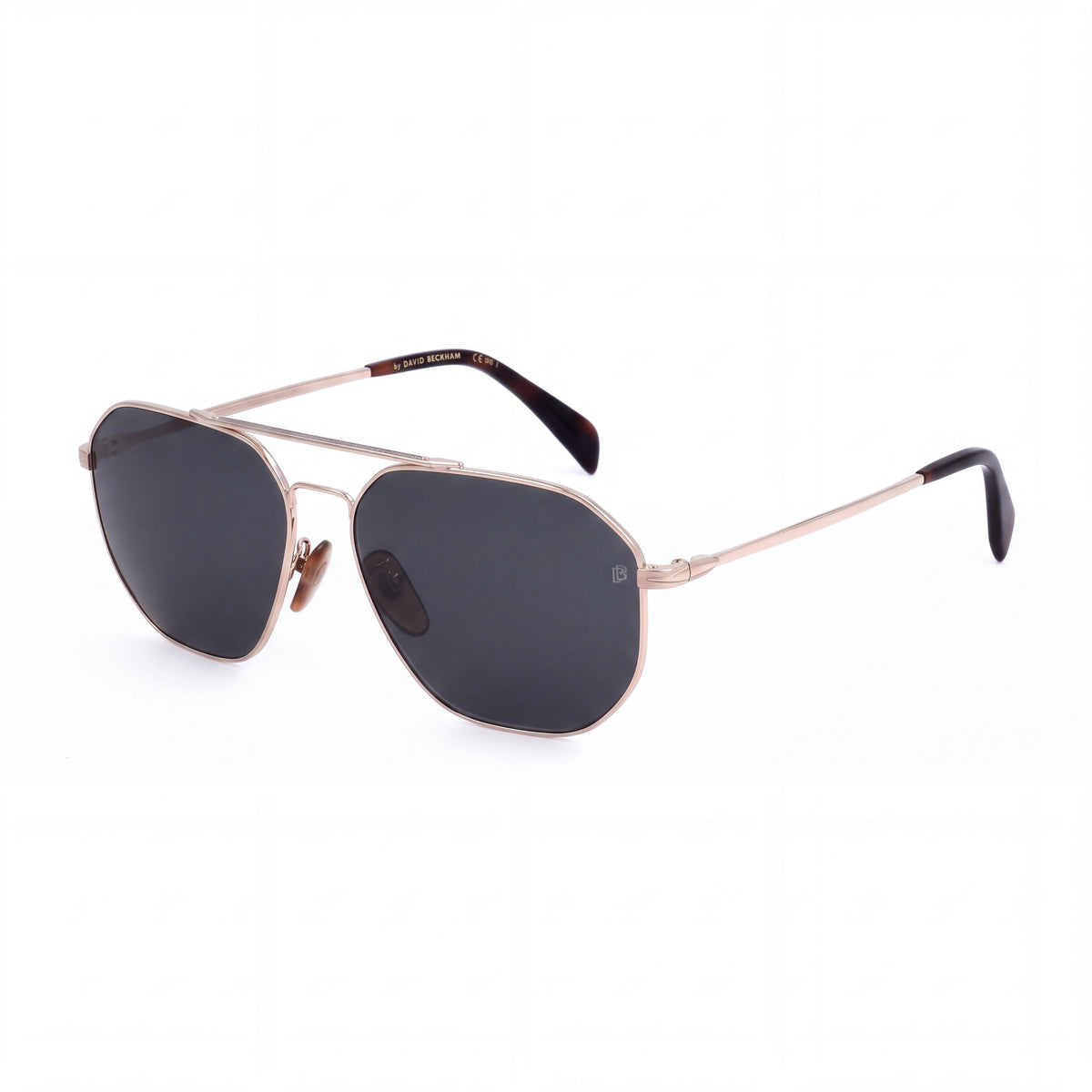 Gafas de sol unisex David Beckham Classic con montura verde habana dorada y lentes con protección UV de 60 mm de color gris oscuro degradado, Photo 1