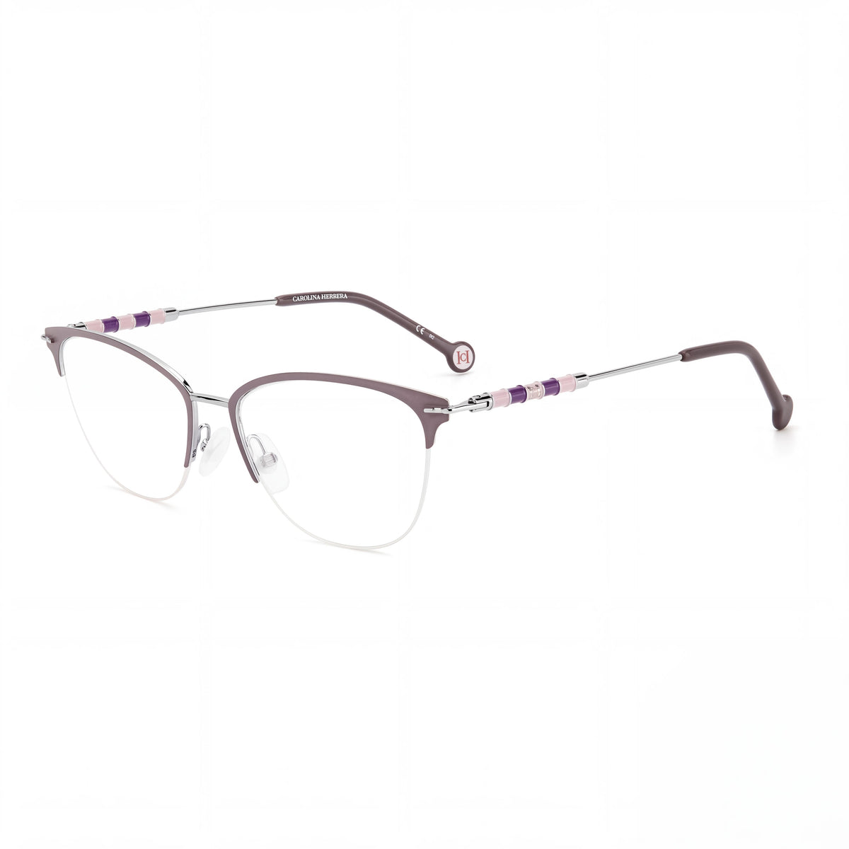 Carolina Herrera 106132 Men's Classic Alloy Steel Eyeglasses, Pall Lilacck Frame, 54mm, UV Protected, Non- Lenses, Photo 1