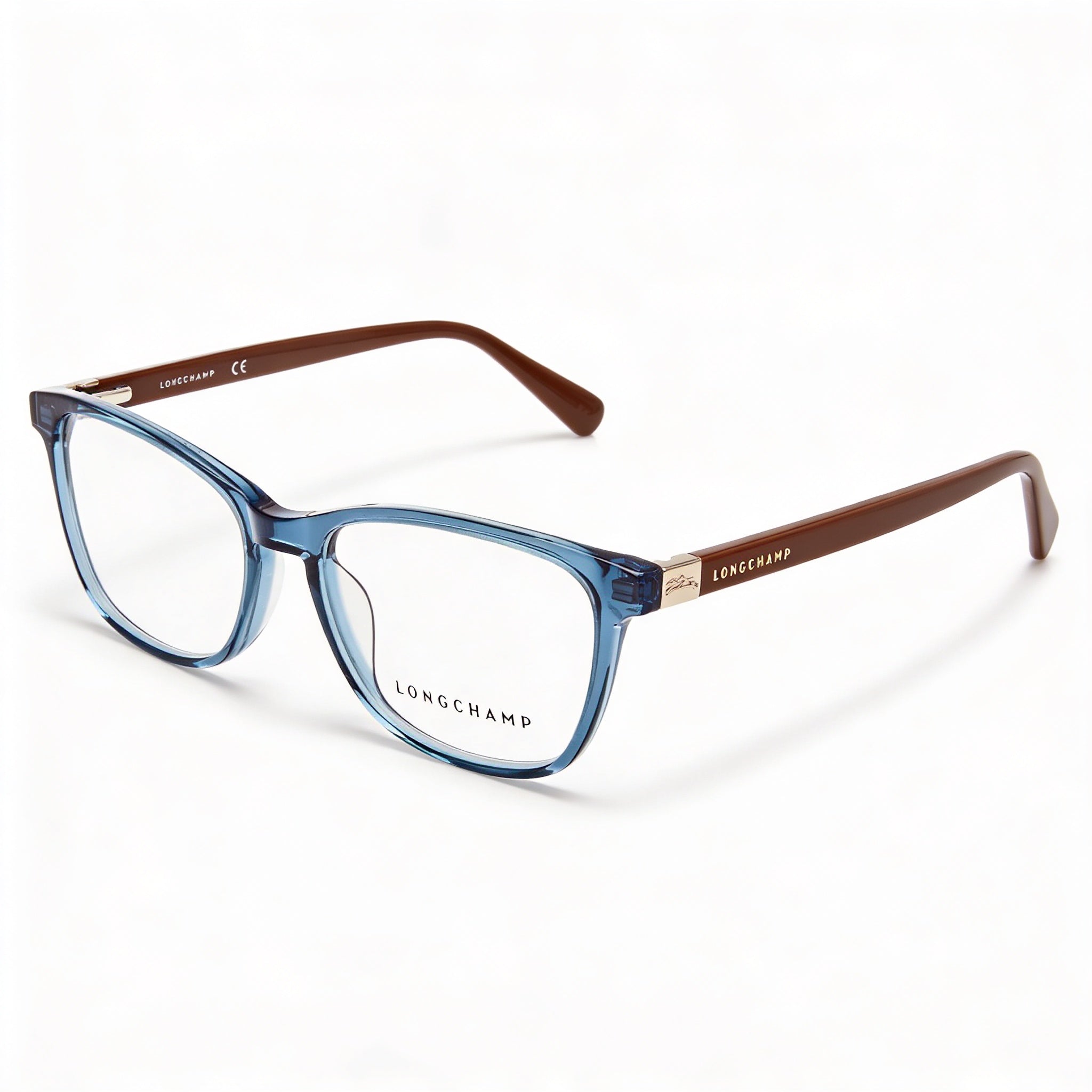 Longchamp LO2647 Women's Full Rim Rectangular Plastic Frame Eyeglasses Petrol Brick Brown Gold Logo 51mm, Photo 1