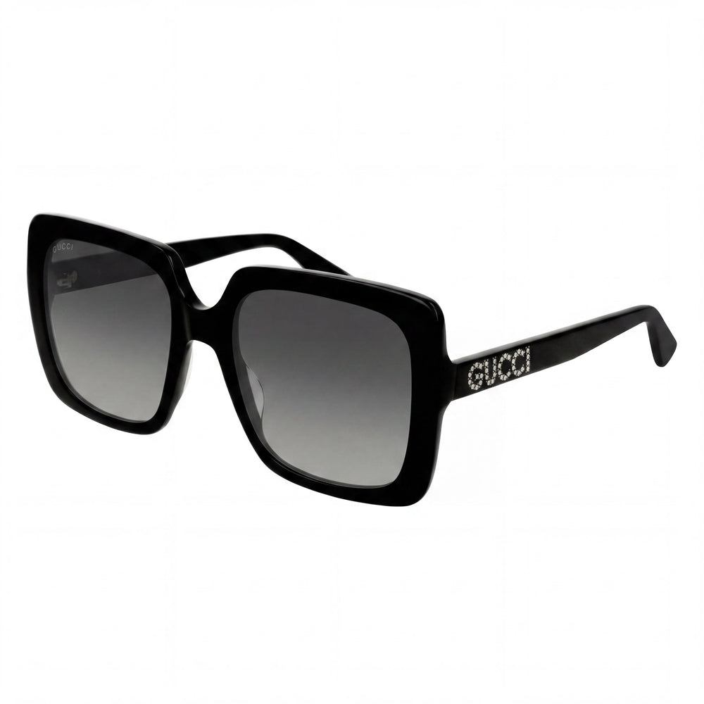 Gafas de sol Gucci GG0418S para mujer, montura de plástico con degradado gris cristal negro, lentes grises degradados, 54 mm, protección UV