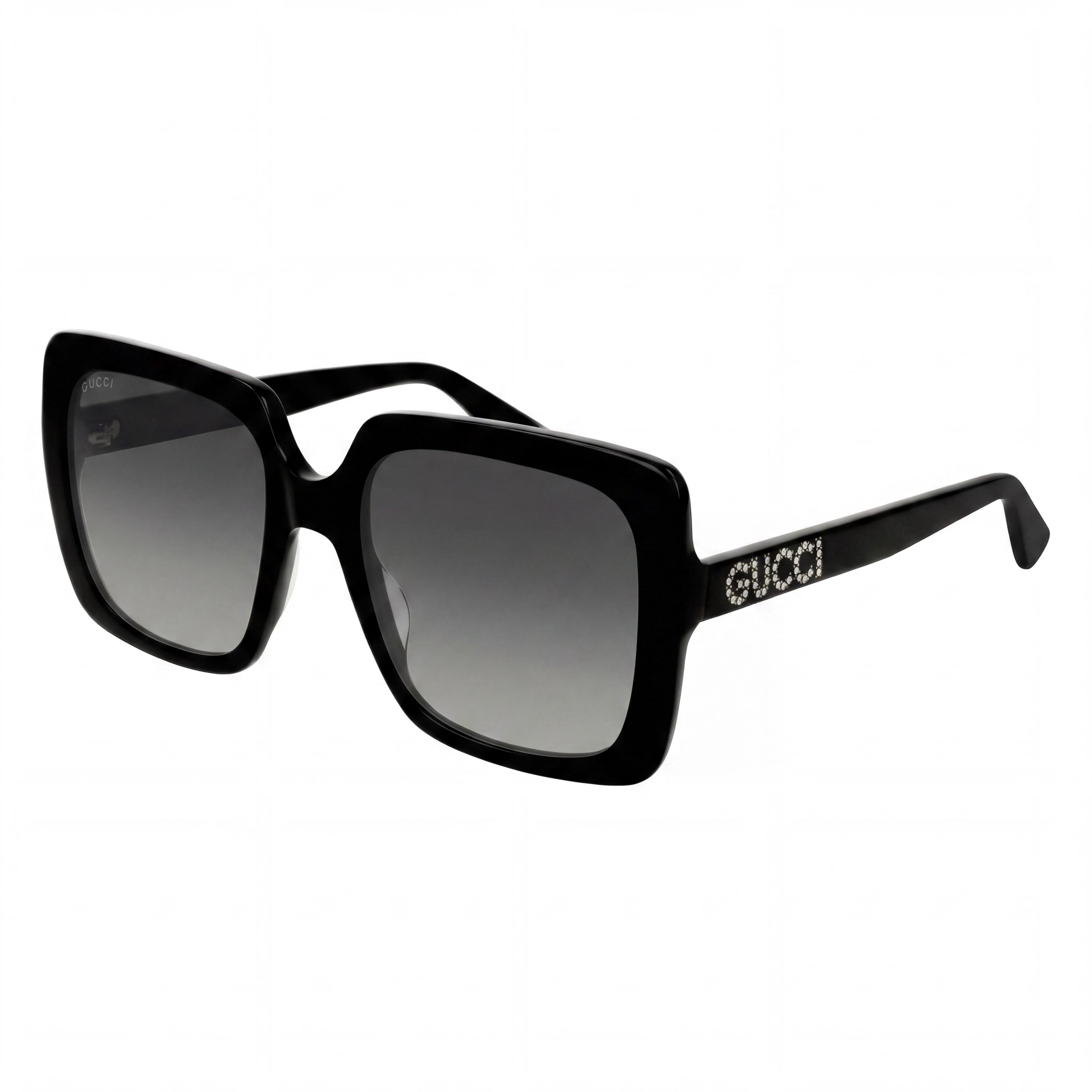 Gucci GG0418S Women's Plastic Sunglasses, Black Crystal Grey Gradient Frame, Grey Gradient Lenses, 54mm, UV Protected, Photo 1