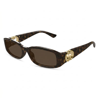 Gafas de sol Gucci Gg1661s 002 para mujer, rectangulares, de plástico Havana, no polarizadas, de 54 mm