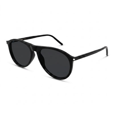 Gafas de sol Yves Saint Laurent SL 667 Aviators para mujer, montura de acetato negro, lentes de plástico negro no polarizadas, 56 mm