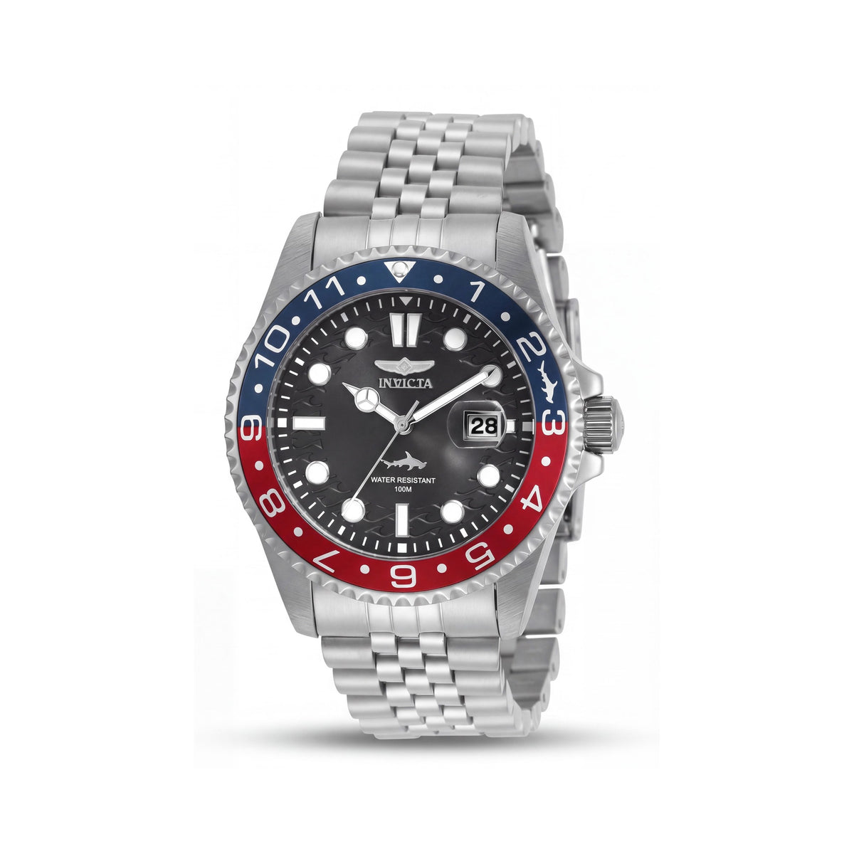 Invicta Pro Diver Reloj de Cuarzo para Hombre, Acero Inoxidable Tono Plateado, Esfera Negra, Bisel Pepsi, 43mm, Photo 1