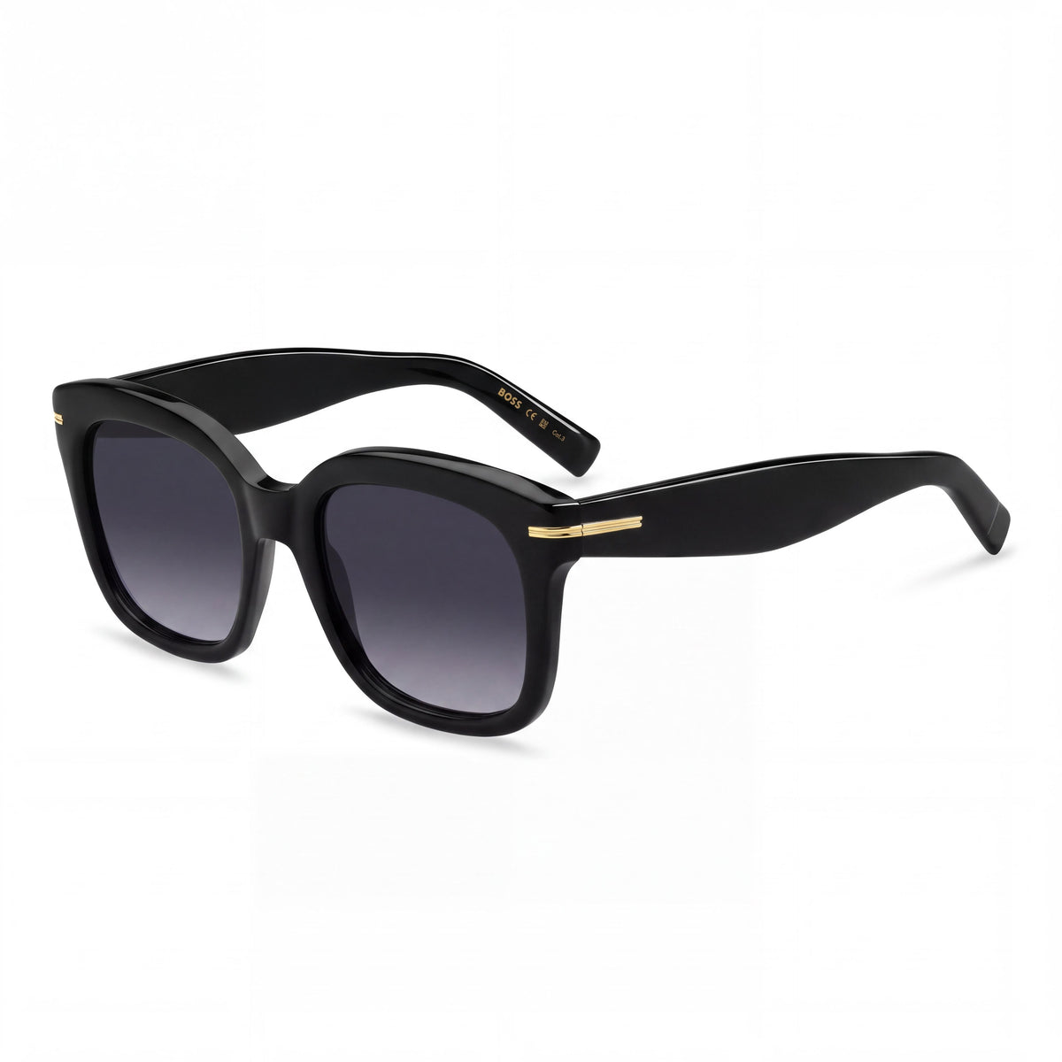 Gafas de sol informales Hugo Boss para mujer de acetato negro de 53 mm con protección UV del 100 % y lentes grises oscuras degradadas, Photo 1
