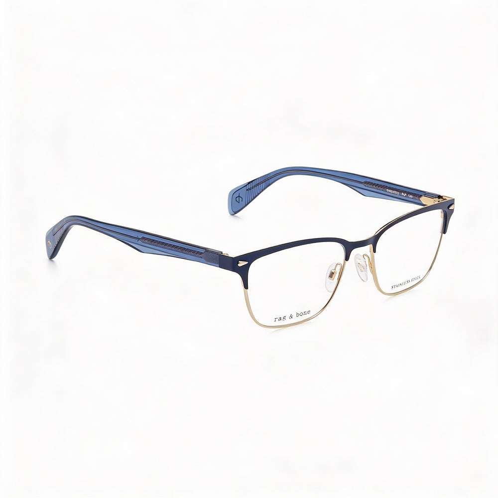 Gafas de sol Rag & Bone Modern para mujer con montura de acero de aleación azul y lentes de policarbonato azul (51-17-140 mm)