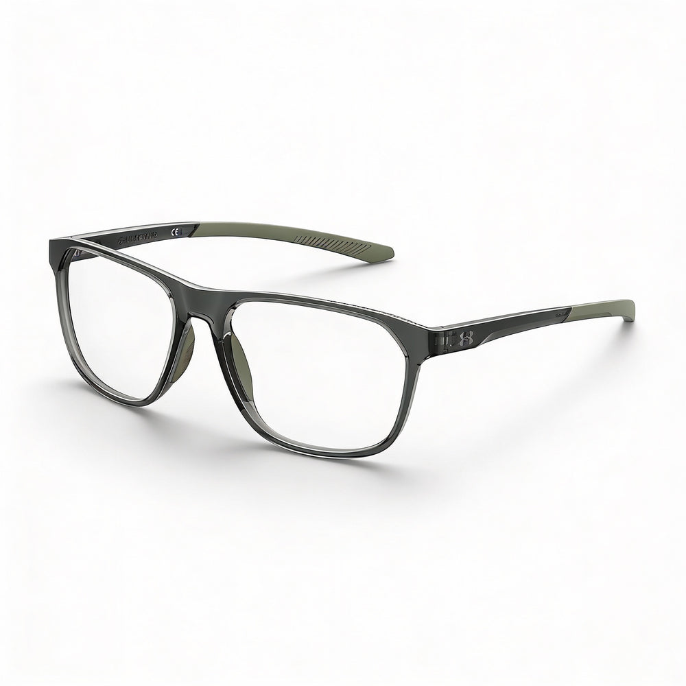 Gafas de sol modernas para mujer de Under Armour con montura de poliamida de cristal verde y lentes de 55 mm de ancho.