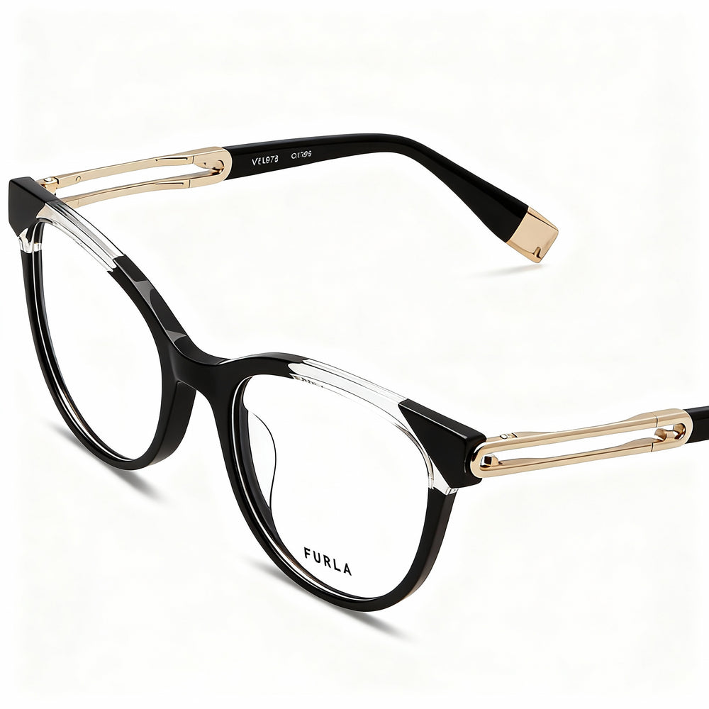 Furla VFU672 Women's Classic Black Acetate Non-Polarized Optical Frames 51mm