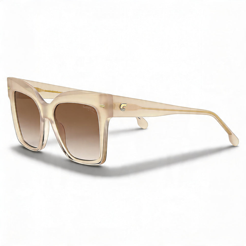 Carrera Casual Gafas de sol para mujer con montura de acetato color marfil, lentes marrones degradadas no polarizadas, lente de 54 mm, puente de 17 mm, patillas de 140 mm