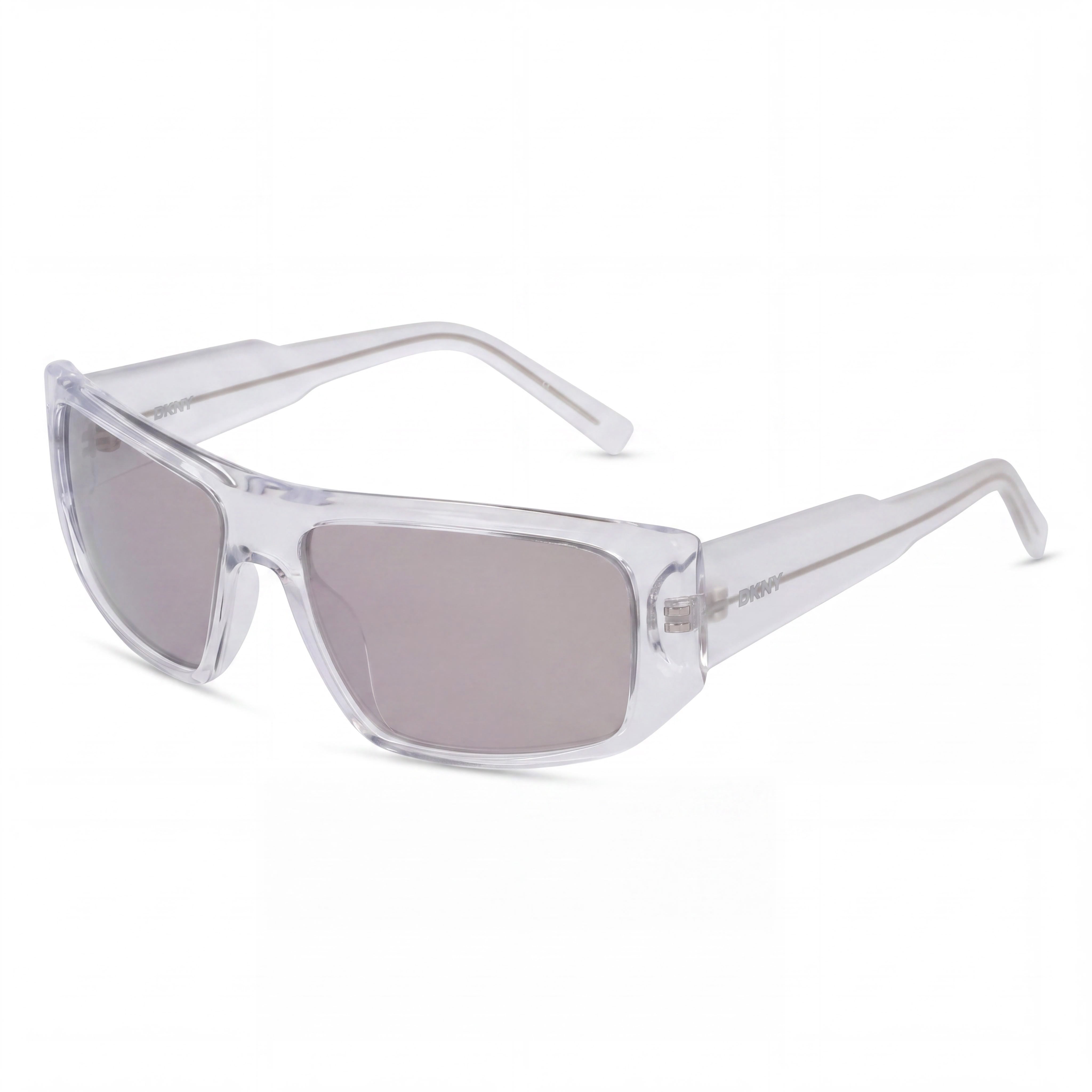 DKNY Dk555s Women's Crystal Clear Plastic Frame, Solid Smoke With Gunmetal Flash UV Protection Sunglasses, 57mm, Photo 1