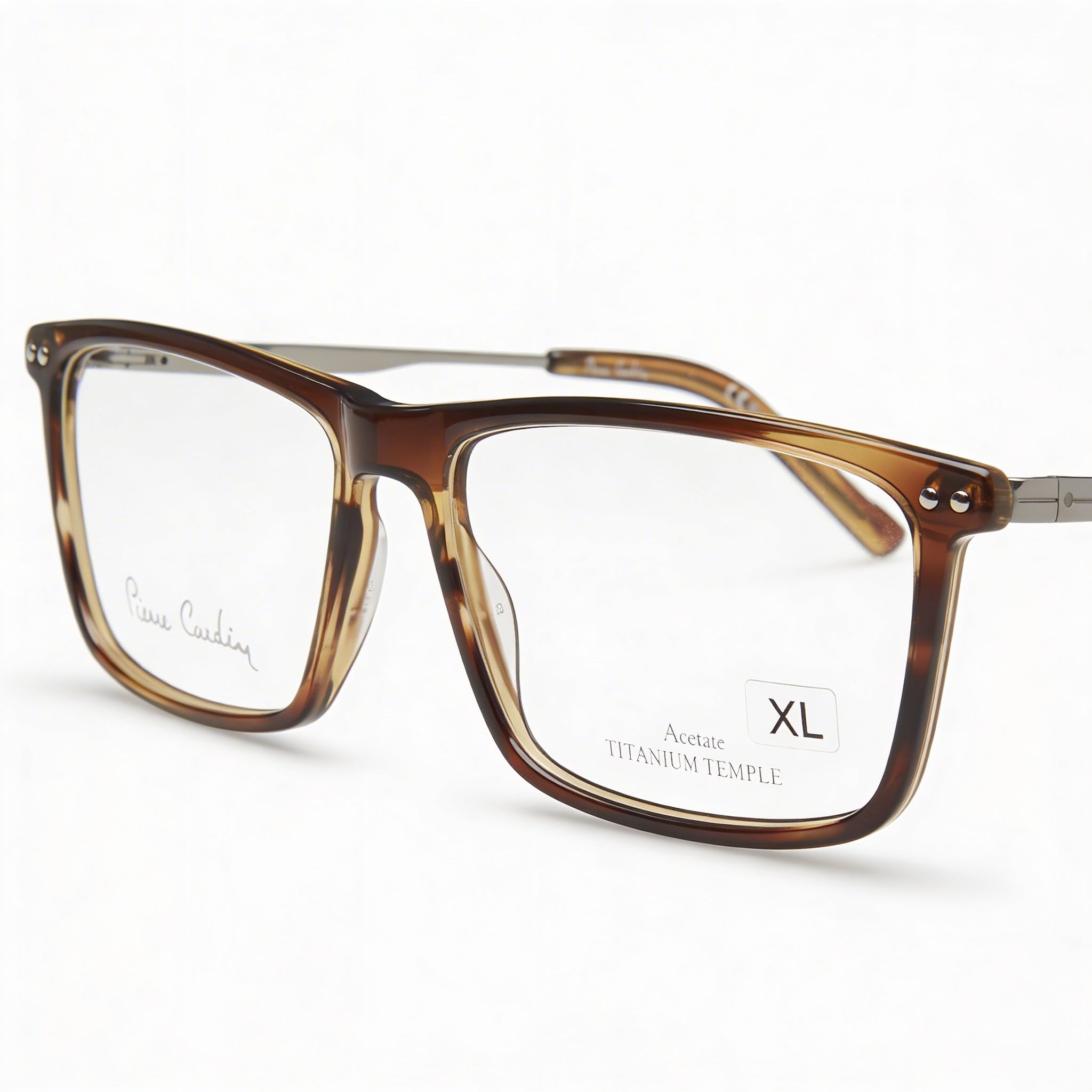 Pierre Cardin Men's P.C. 6247 Modern Acetate Frame Eyeglasses, Brown Horn, 57mm Lens Width, Photo 2