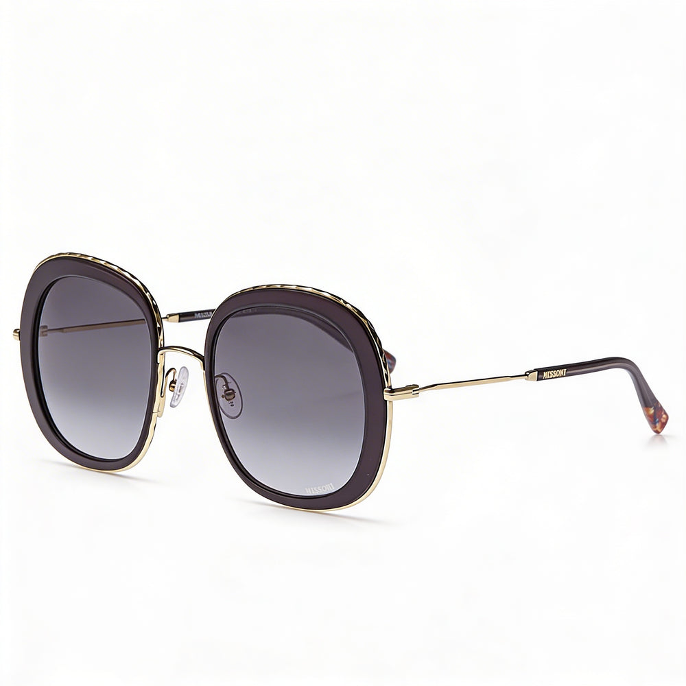 Missoni Classic Women's Rectangular Stainless Steel Sunglasses Grey Shaded Frame Dark Grey Shaded Lens 100% UV Protection 53mm