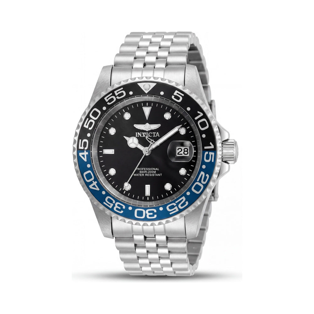 Invicta Diver 34104 Movimiento de Cuarzo Unisex Caja de Acero Inoxidable de 40mm Plateada Esfera Negra Reloj Resistente al Agua 200m