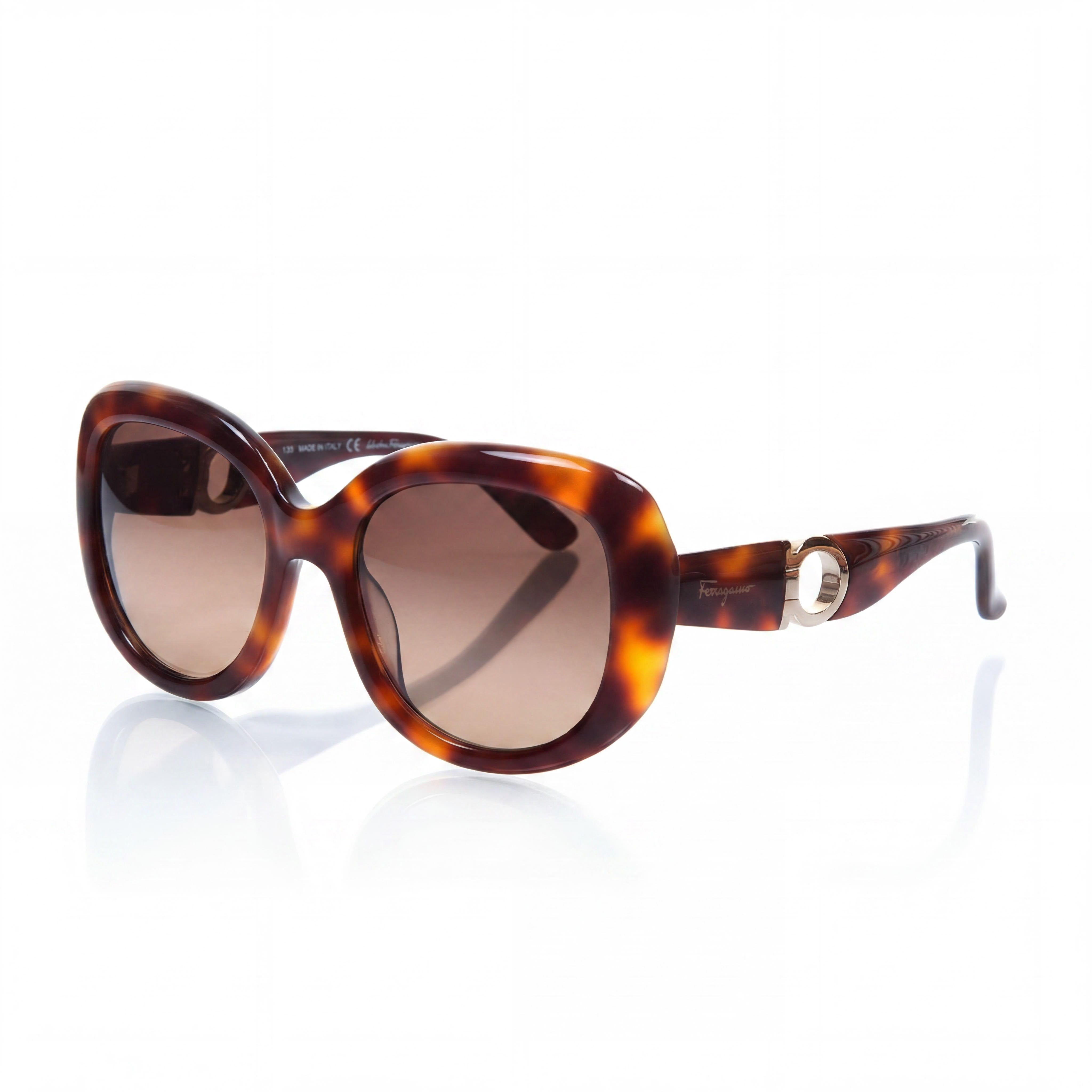Gafas de sol de protección UV de plástico carey con lentes marrones Ferragamo Sf727s 214 para mujer 53mm, Photo 1