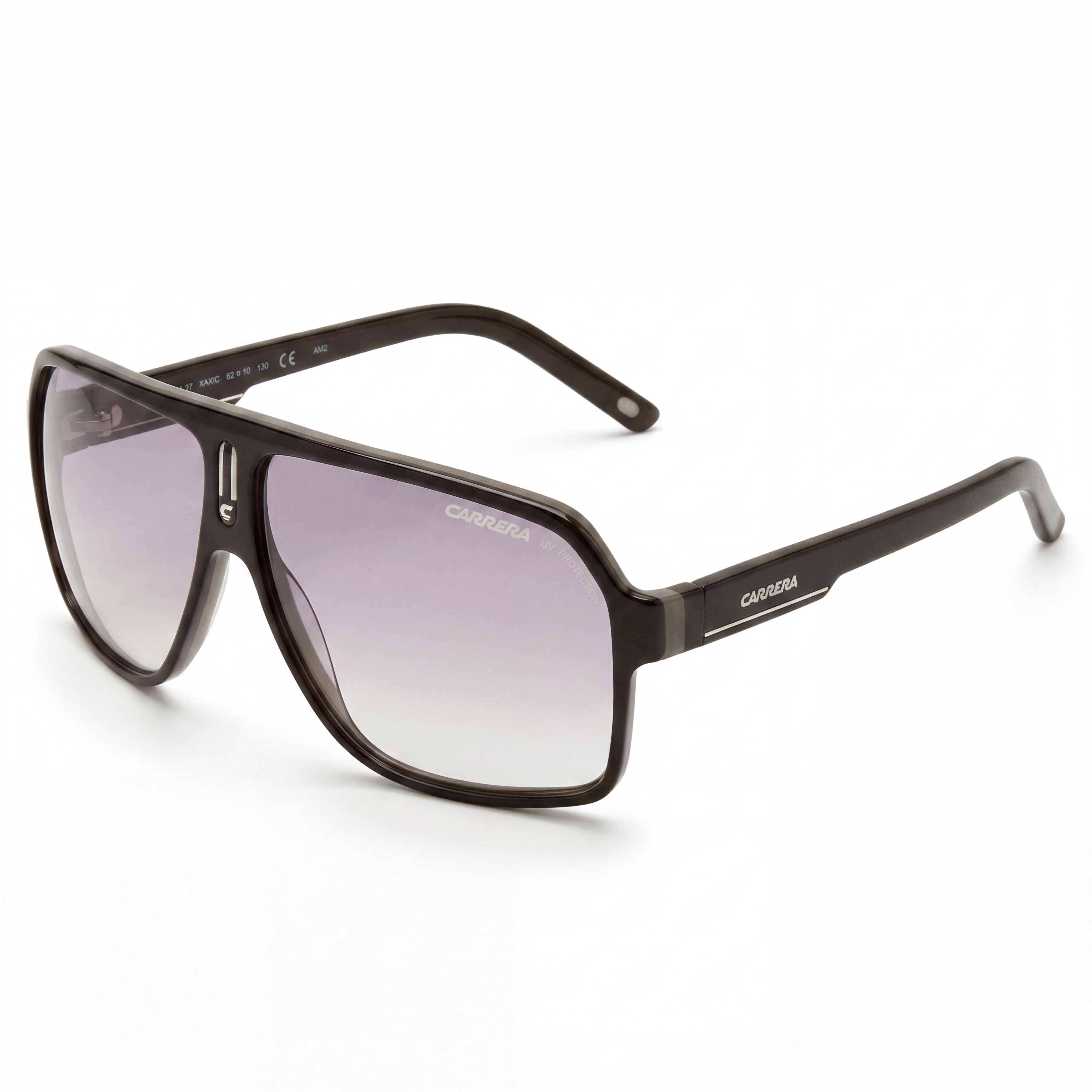 Gafas de sol unisex Carrera CARRERA 27 con montura de plástico gris y negro, pantalla de espejo gris, lentes plateadas no polarizadas con protección UV 100%, 62 mm, Photo 1