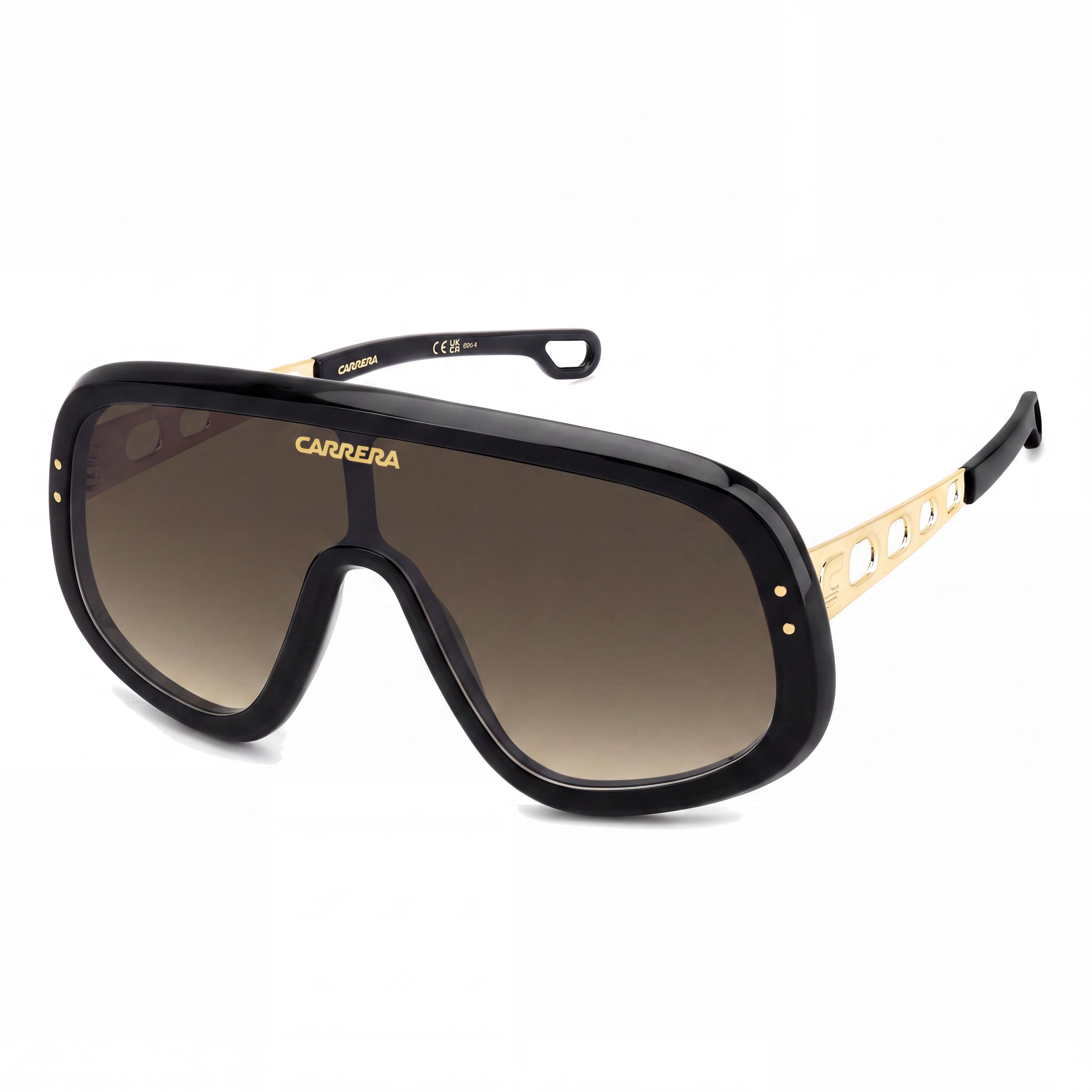 Carrera Casual Unisex Sunglasses, Black Gold Plastic Frame, Black Brown Green Antireflex Lenses, UV Protection 99-01-140, Photo 1