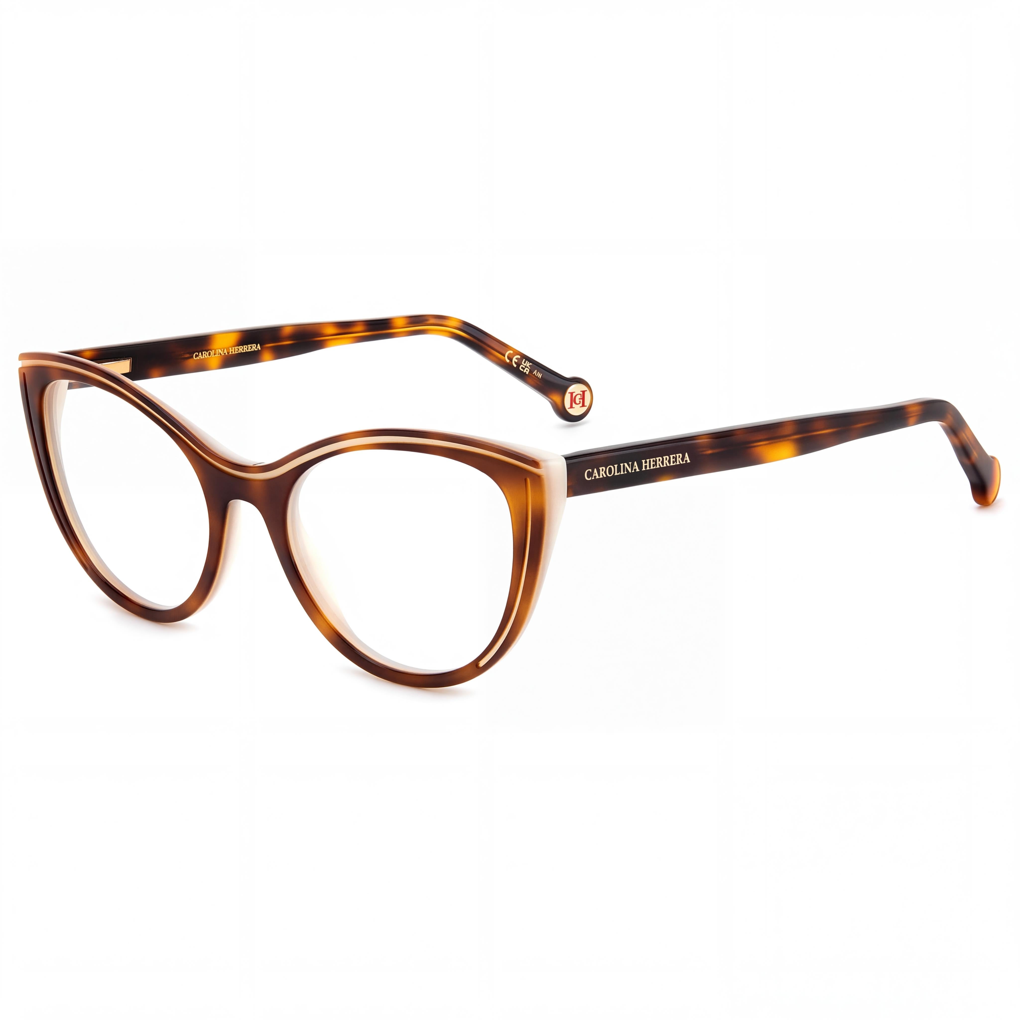 Carolina Herrera Her 0171 Men’s Acetate Frame Eyeglasses with Polycarbonate Lenses in Havana White, 53mm, Photo 1