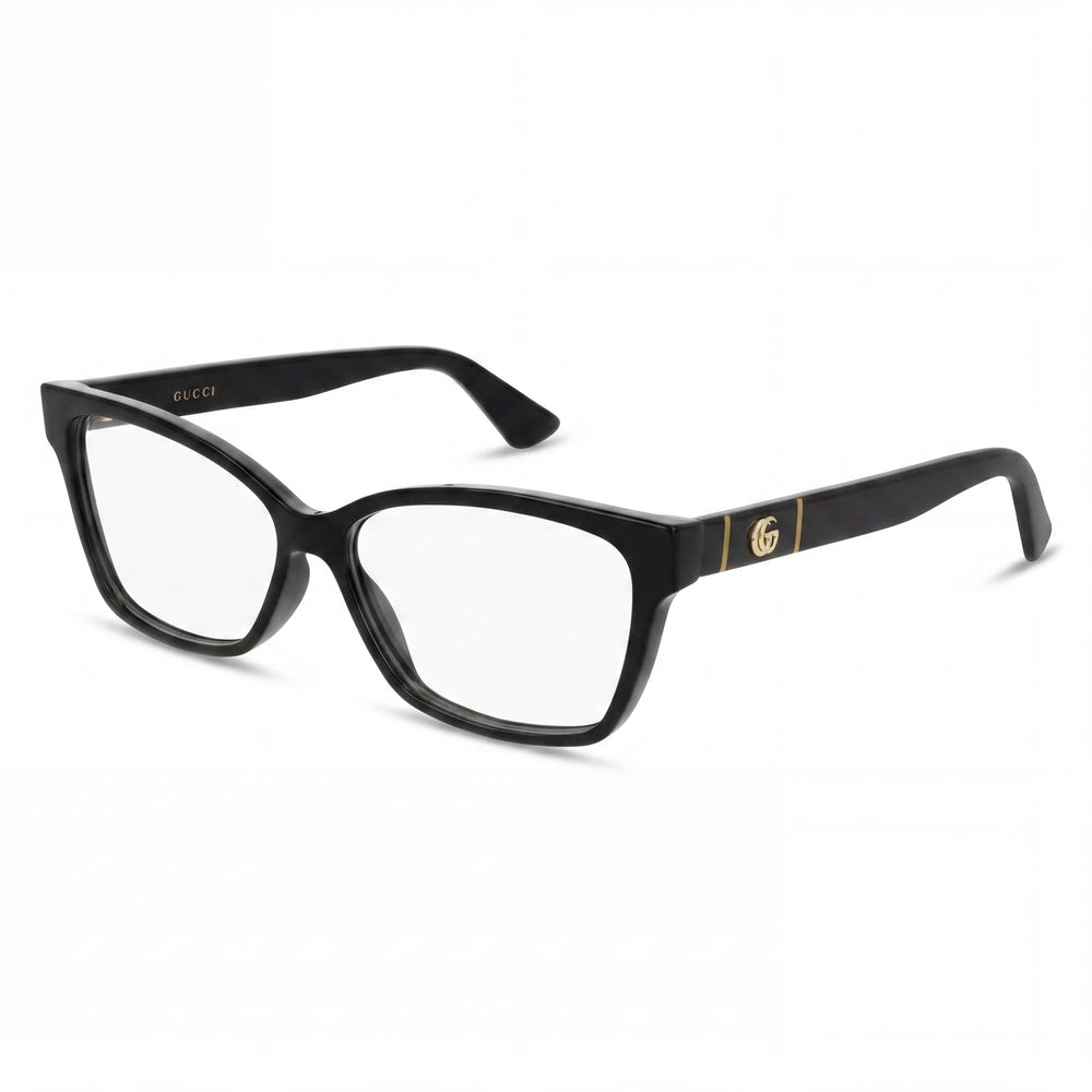 Gafas graduadas rectangulares de acetato negro con montura completa Gucci Gucci Logo GG0634O para mujer, talla 55-14