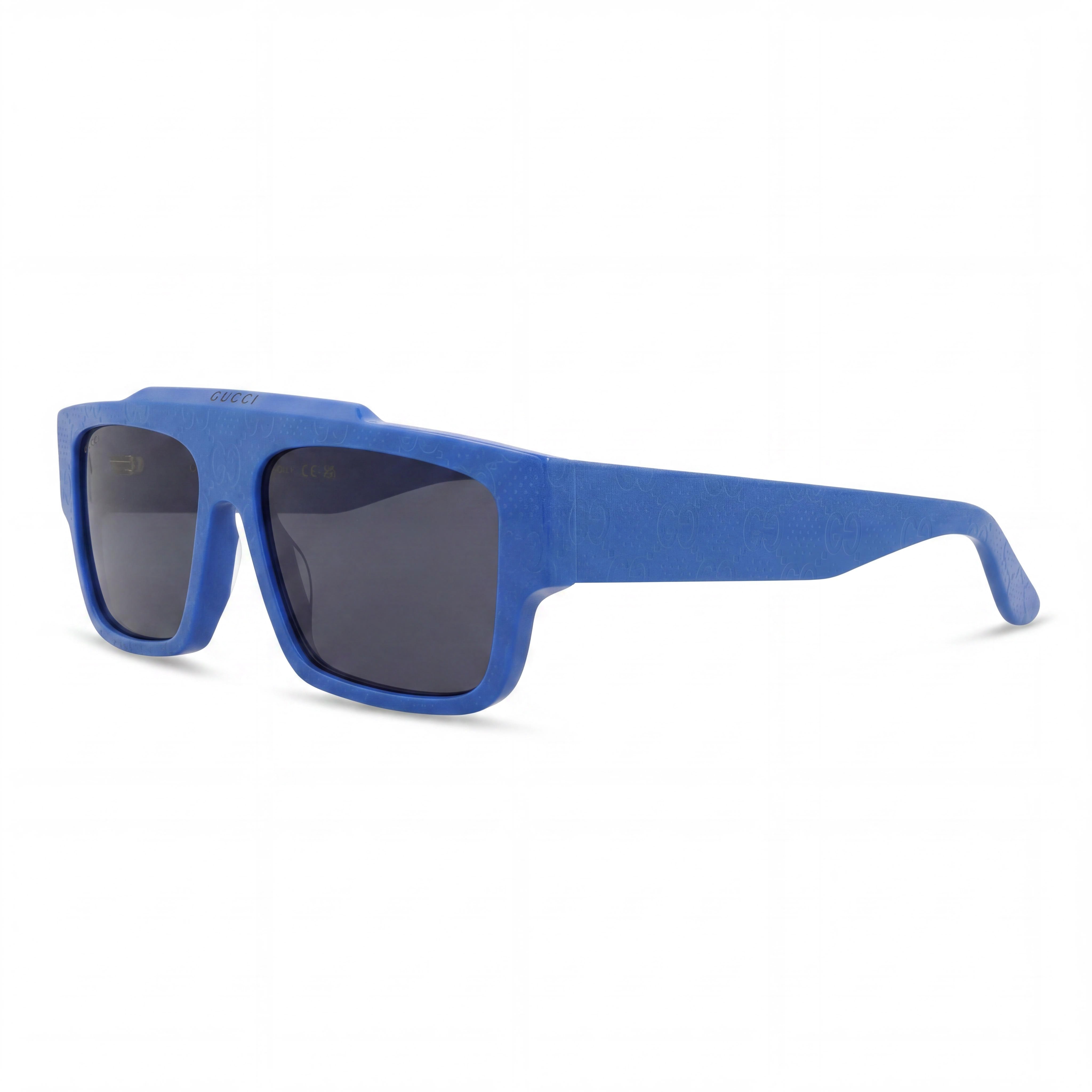 Gucci Men's Square/Rectangle Sunglasses with Blue Recycled Acetate Frame & Grey Blue Lenses 56mm, Photo 1