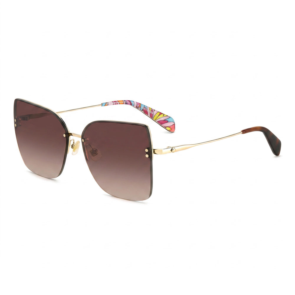 Gafas de sol Kate Spade New York Contemporary para mujer, de acero inoxidable, color marrón dorado, sin polarizar, con protección UV y sombreado marrón de 58 mm