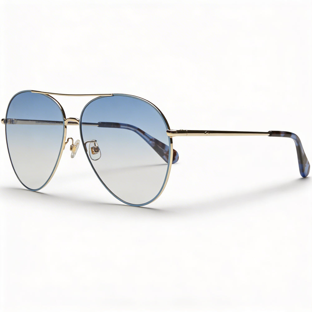Kate Spade New York Carolane/F/S Women's Metal Blue Gold Blue Lens Pilot Asian Fit UV Protection Sunglasses 61mm