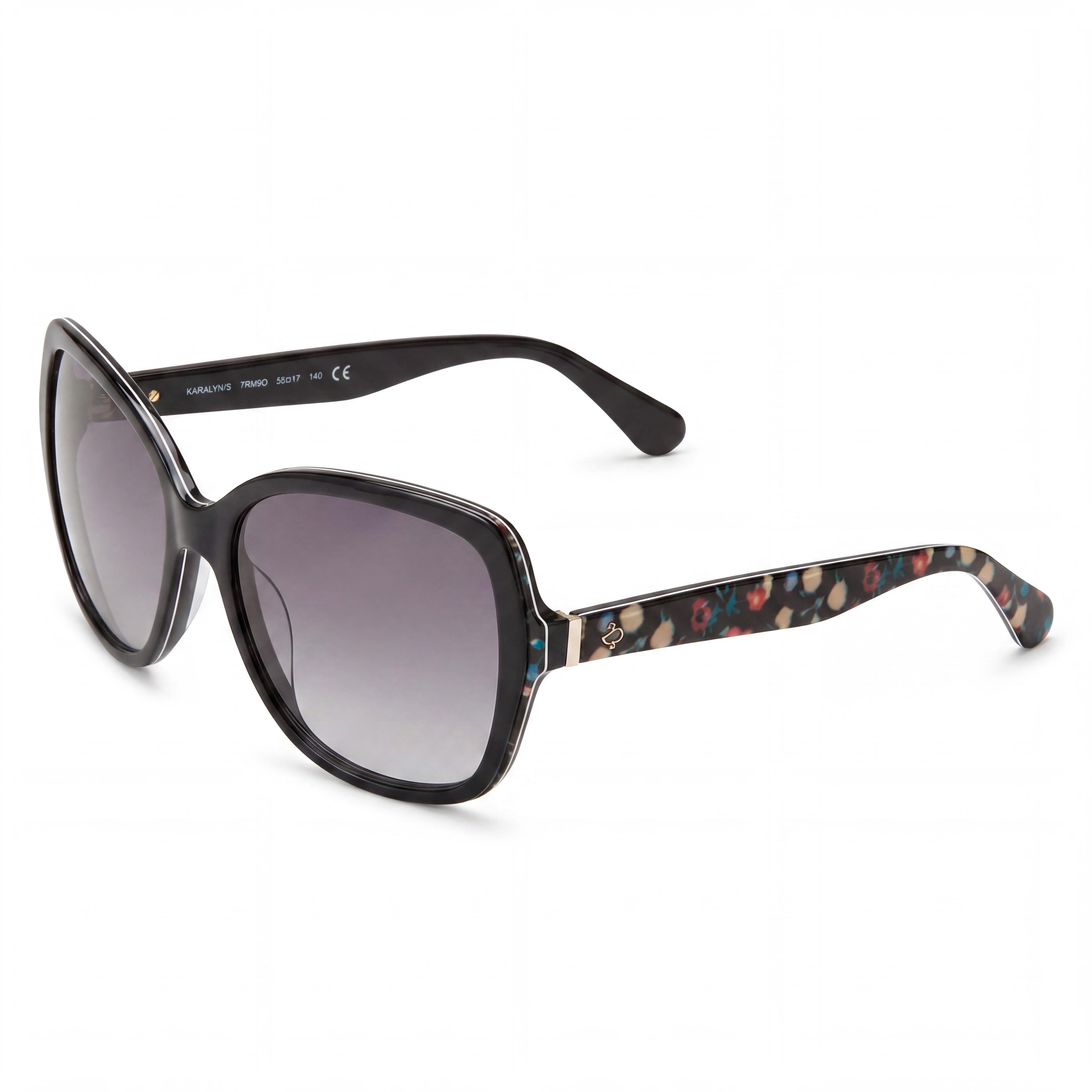 Kate Spade New York KARALYN/S - Gafas de sol cuadradas de plástico con estampado floral negro para mujer, 56 mm, con protección UV, Photo 1