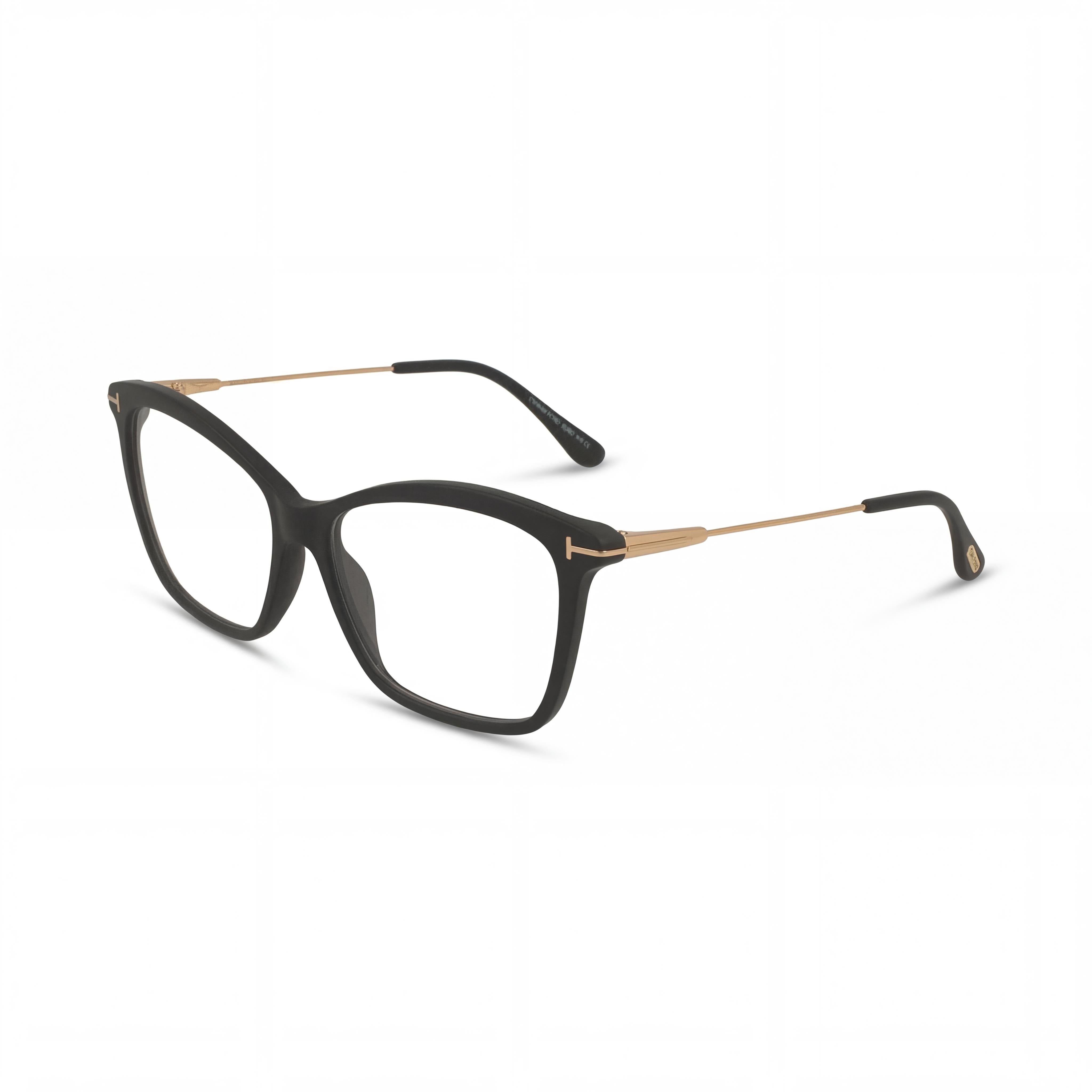 Gafas de sol Tom Ford Ft5687-b para mujer, negras, de plástico pantografiado en oro pálido, con lentes transparentes de policarbonato, 56 mm, Photo 1