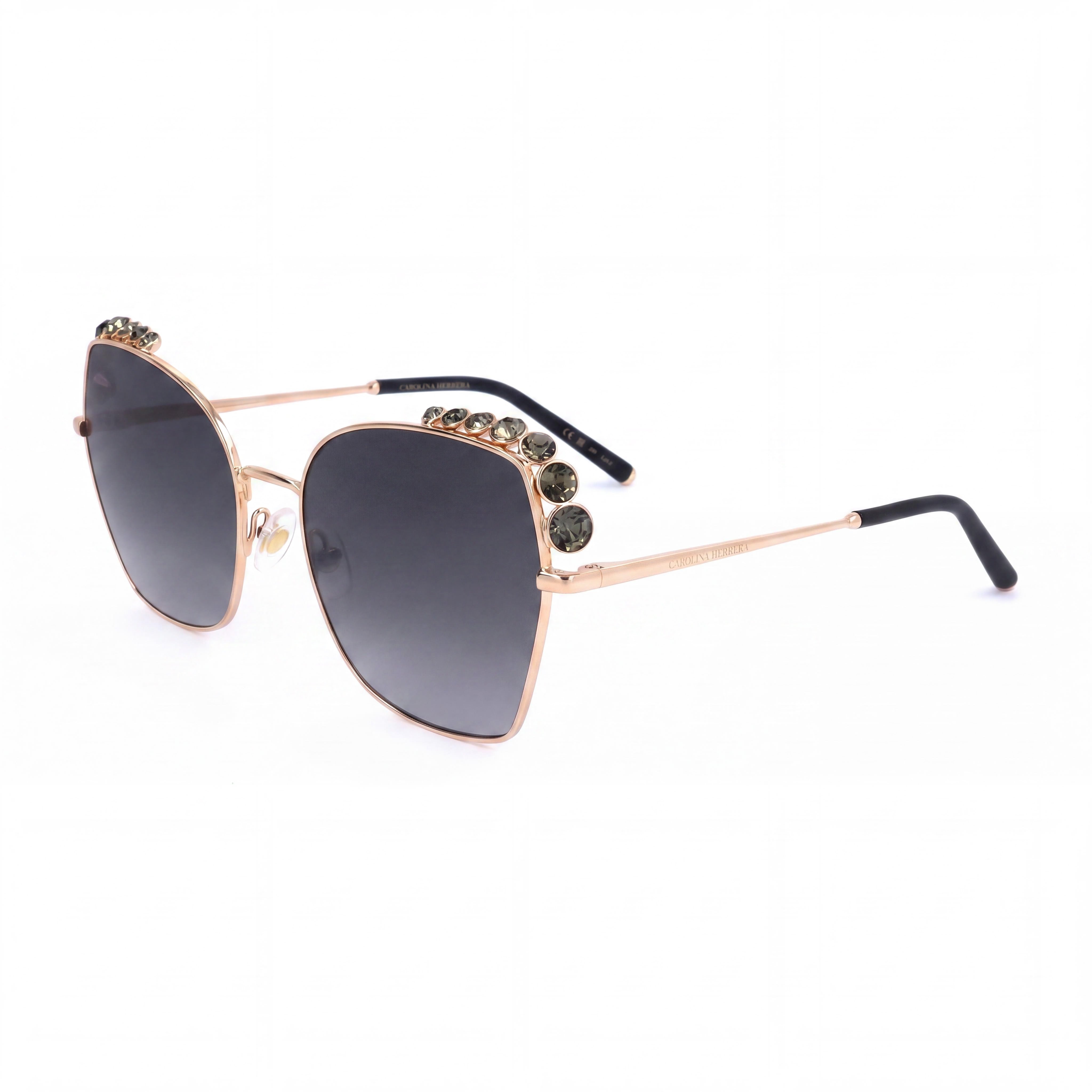 Carolina Herrera Casual para mujer Plástico Oro Rosado Armazón degradado gris Lentes grises con protección UV de 59 mm, Photo 1