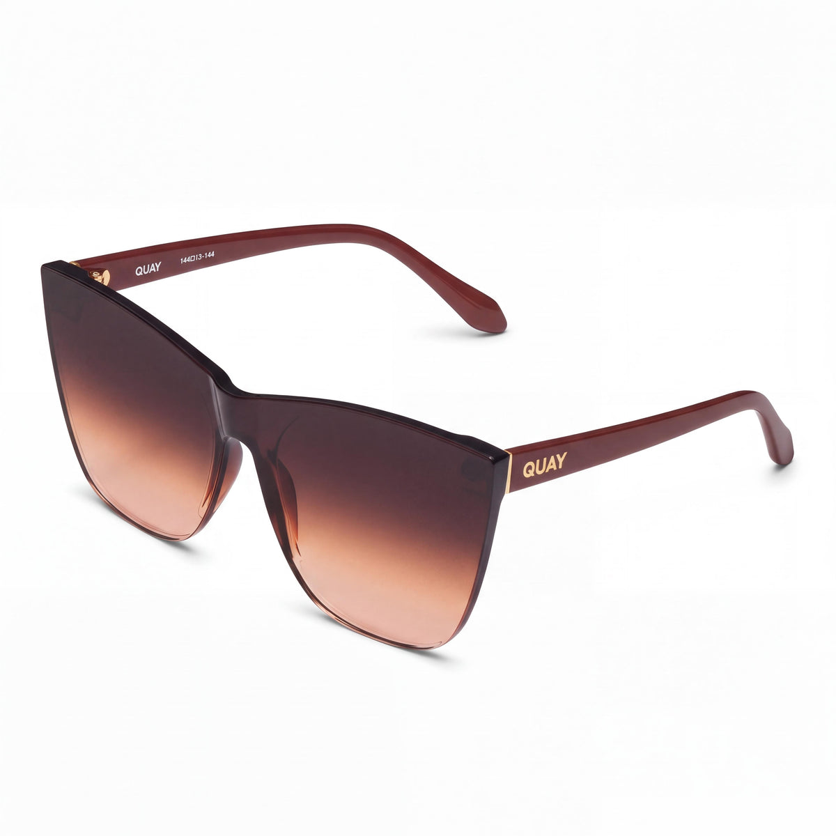 QUAY AUSTRALIA COME THRU Women's Oversized Plastic Cat Eye Brown Honey UV Protection Sunglasses, Photo 1