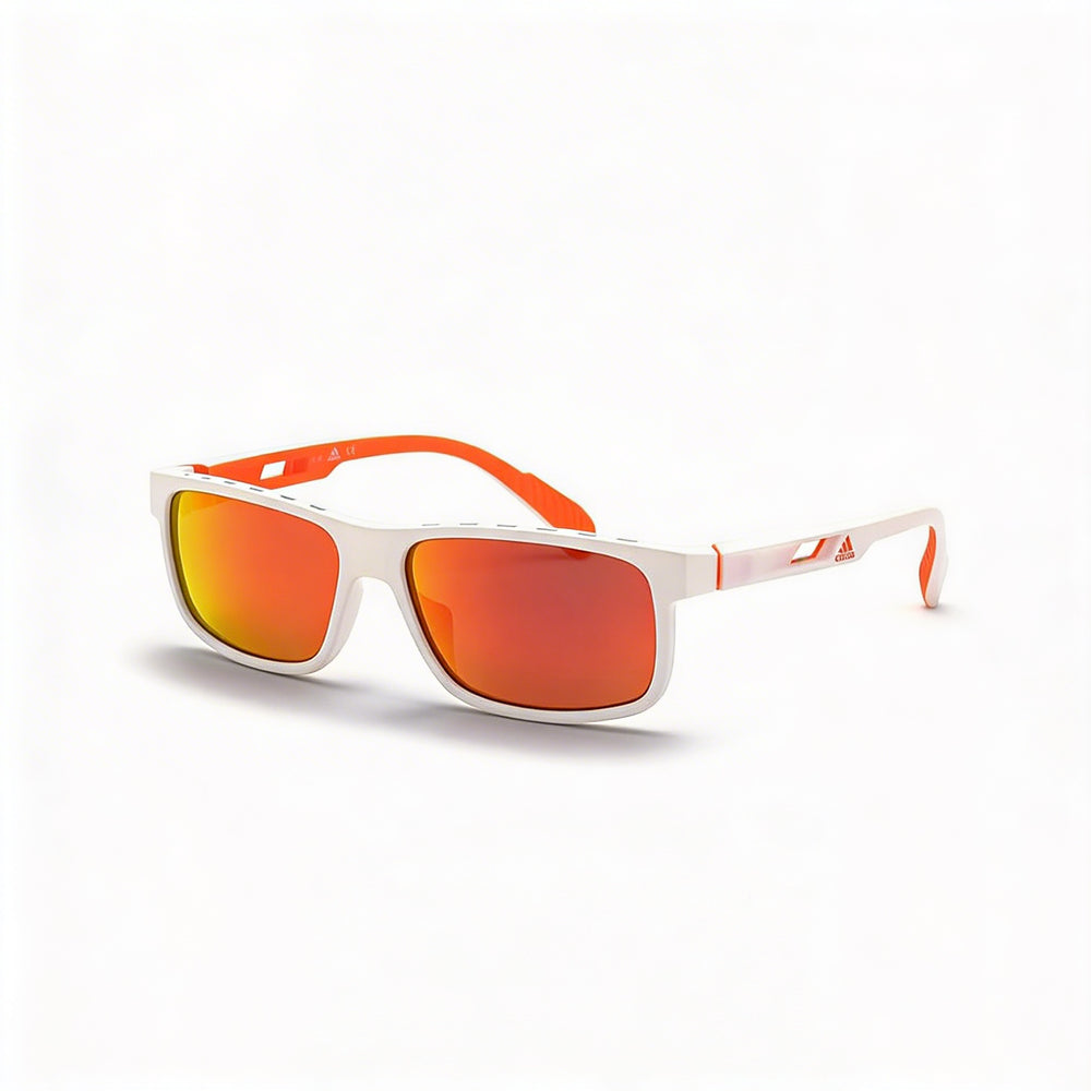 adidas Contemporary Men's White Plastic Frame Red Mirror 100% UV Protection Sunglasses 58mm
