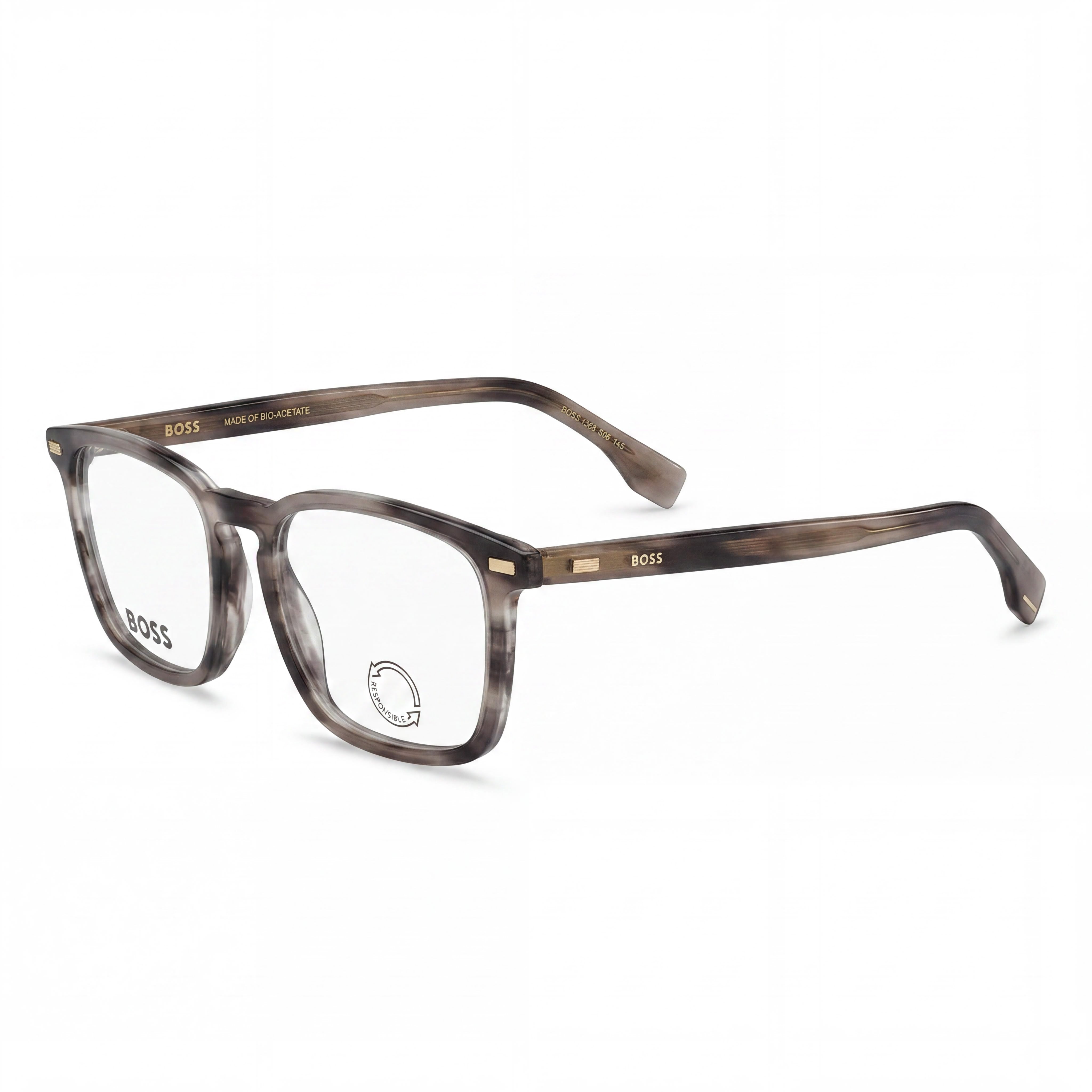 Hugo Boss Modern Collection Unisex Optical Eyeglasses with Grey Brown Plastic Frame, 53mm Lens Width, Photo 1
